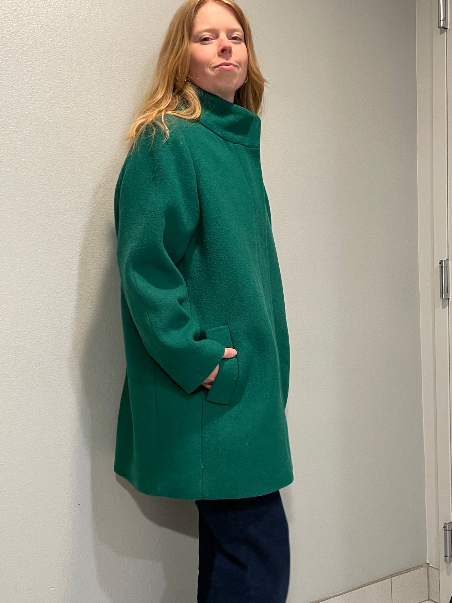 J.Crew Mercantile Kelly Green Wool-Blend Zip Coat – Size 18