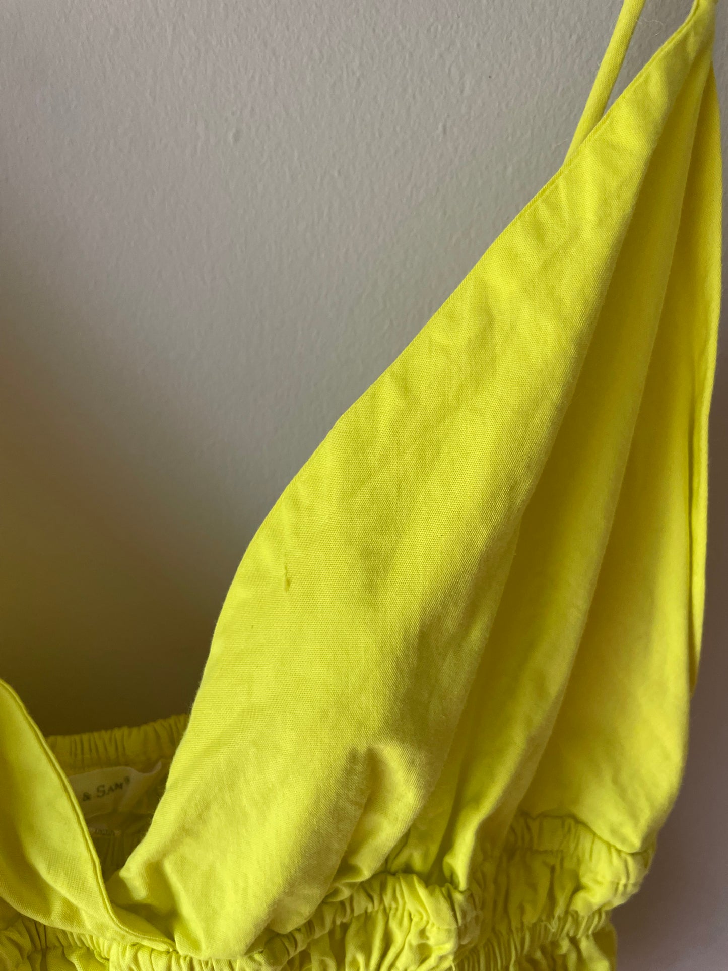 Sem & Sam Neon Yellow Cotton Smocked Crop Top – M/L