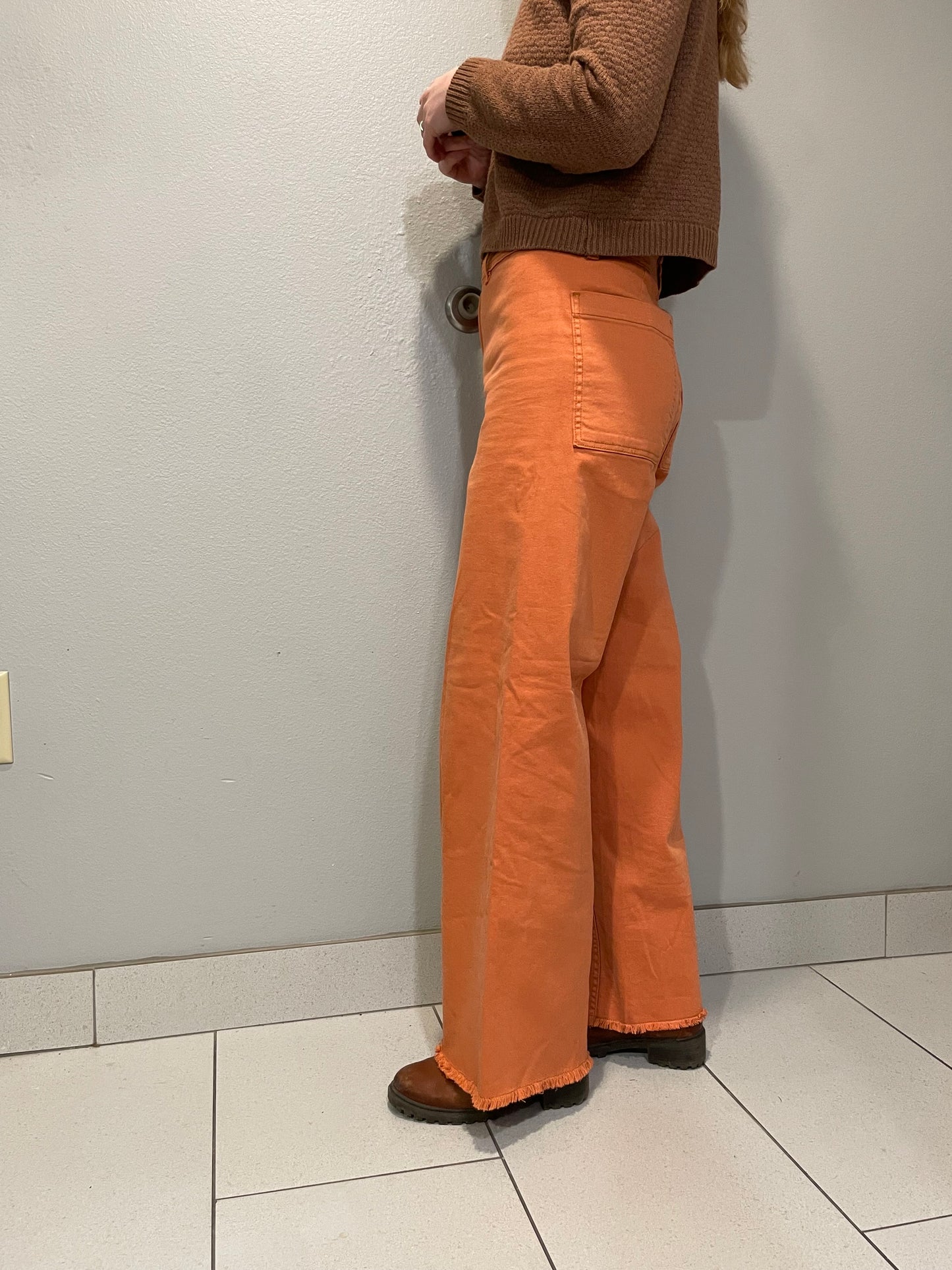 Billabong Rust Orange Wide-Leg Cotton Pants – Size 28