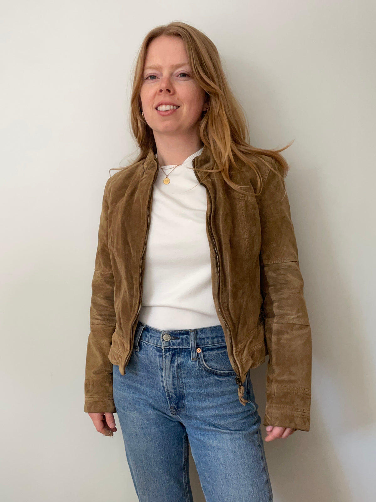 Zara Basic Tan 100% Leather Moto Jacket – Tagged M / Fits S