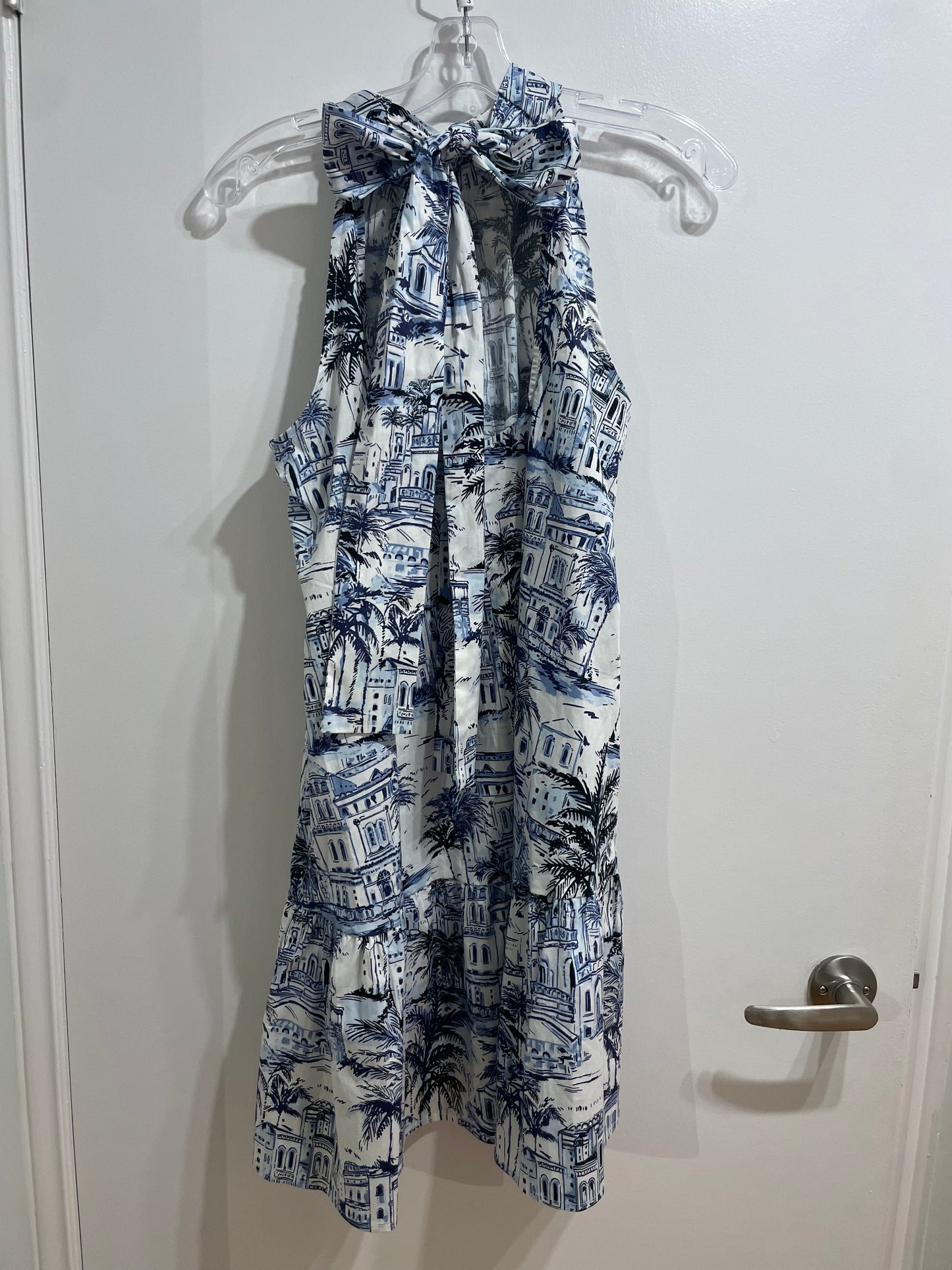 Calypso St. Barth Blue & White Toile Cotton Halter Mini Dress NWT - Small