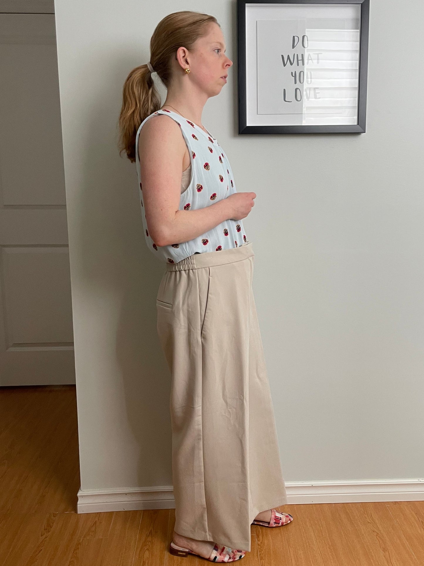 ZARA Beige Wide Leg Trousers – Elastic Waist NWT – Large