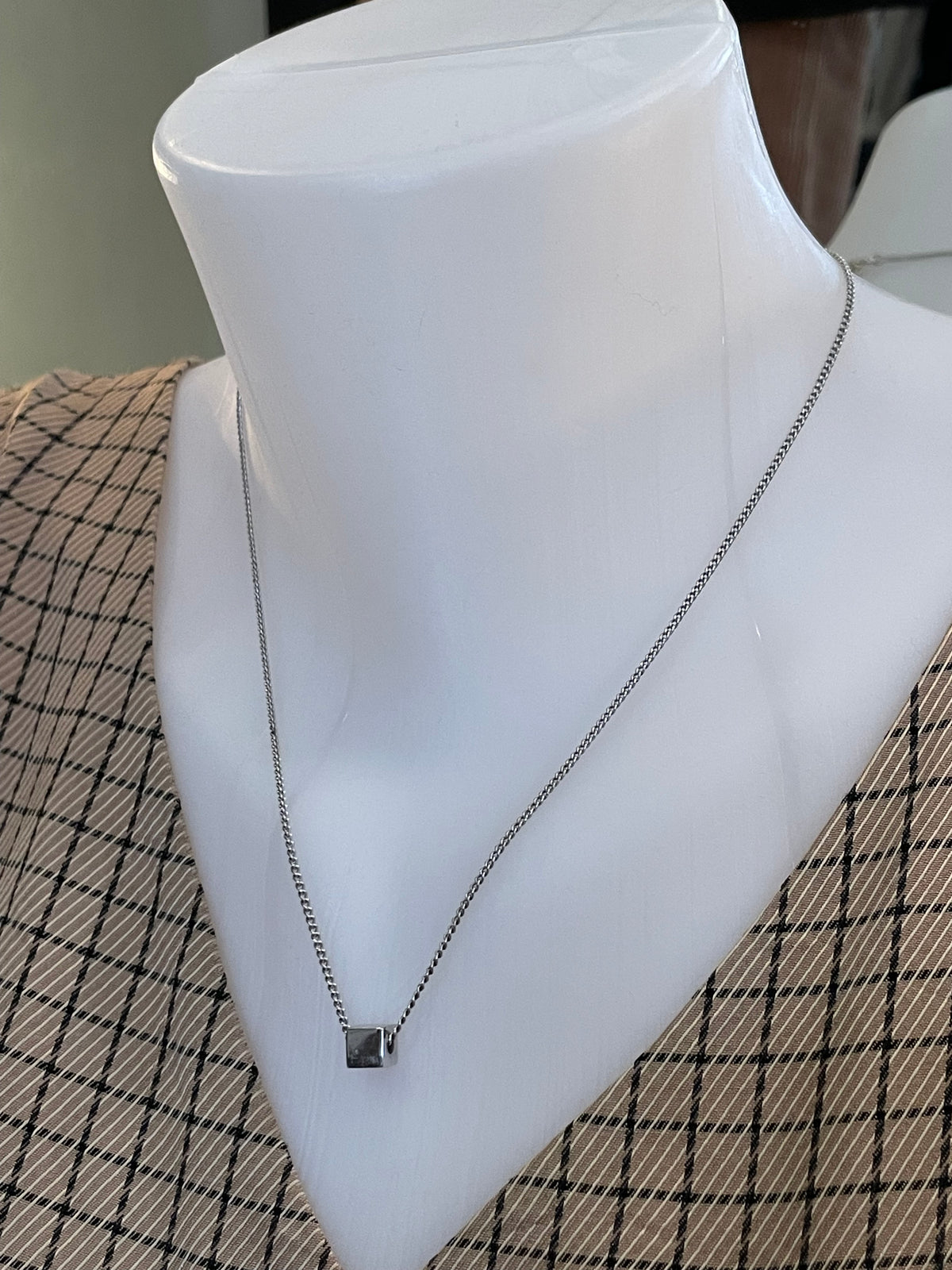 Avon Silver-Tone Square Pendant Necklace