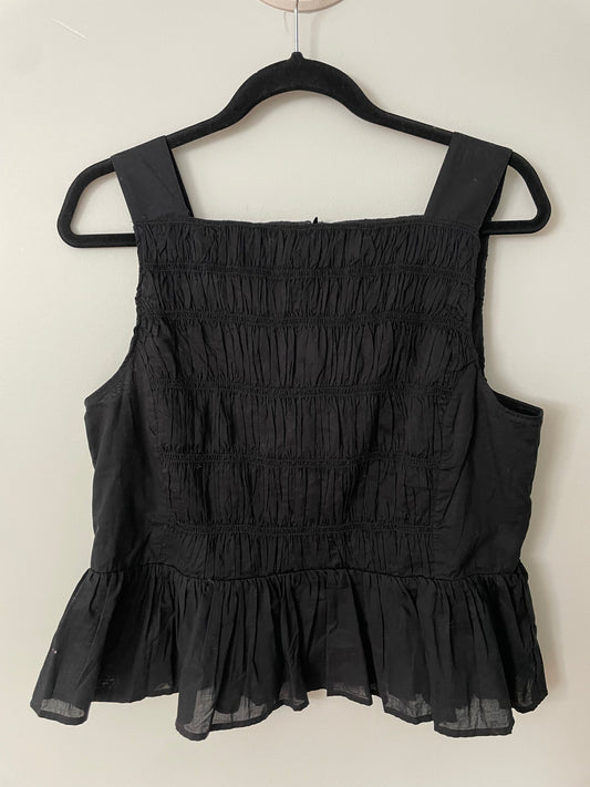 J.Crew Black Smocked Cotton Peplum Tank Top NWT - Size 14 - Le Prix Fashion & Consulting