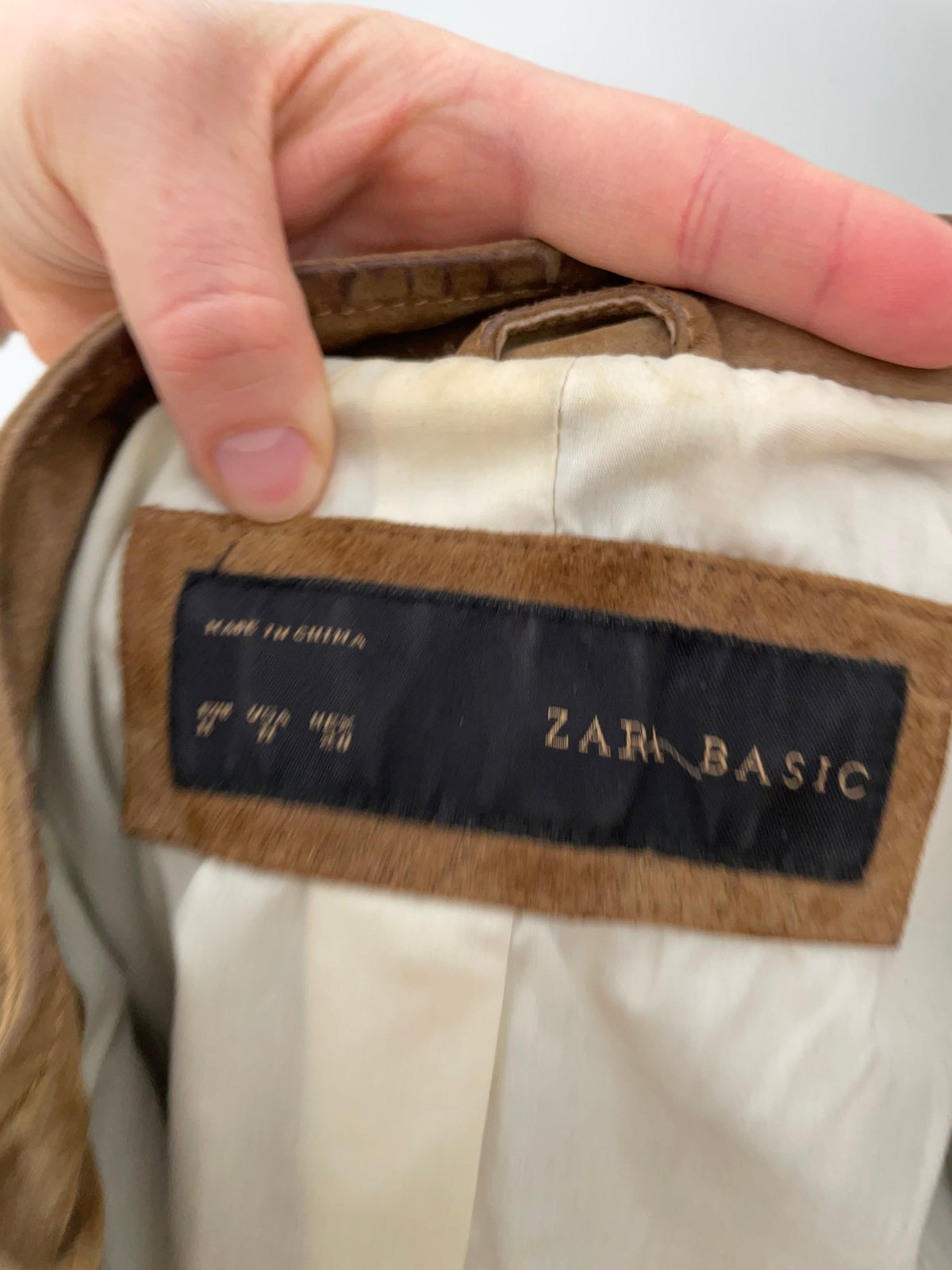 Zara Basic Tan 100% Leather Moto Jacket – Tagged M / Fits S