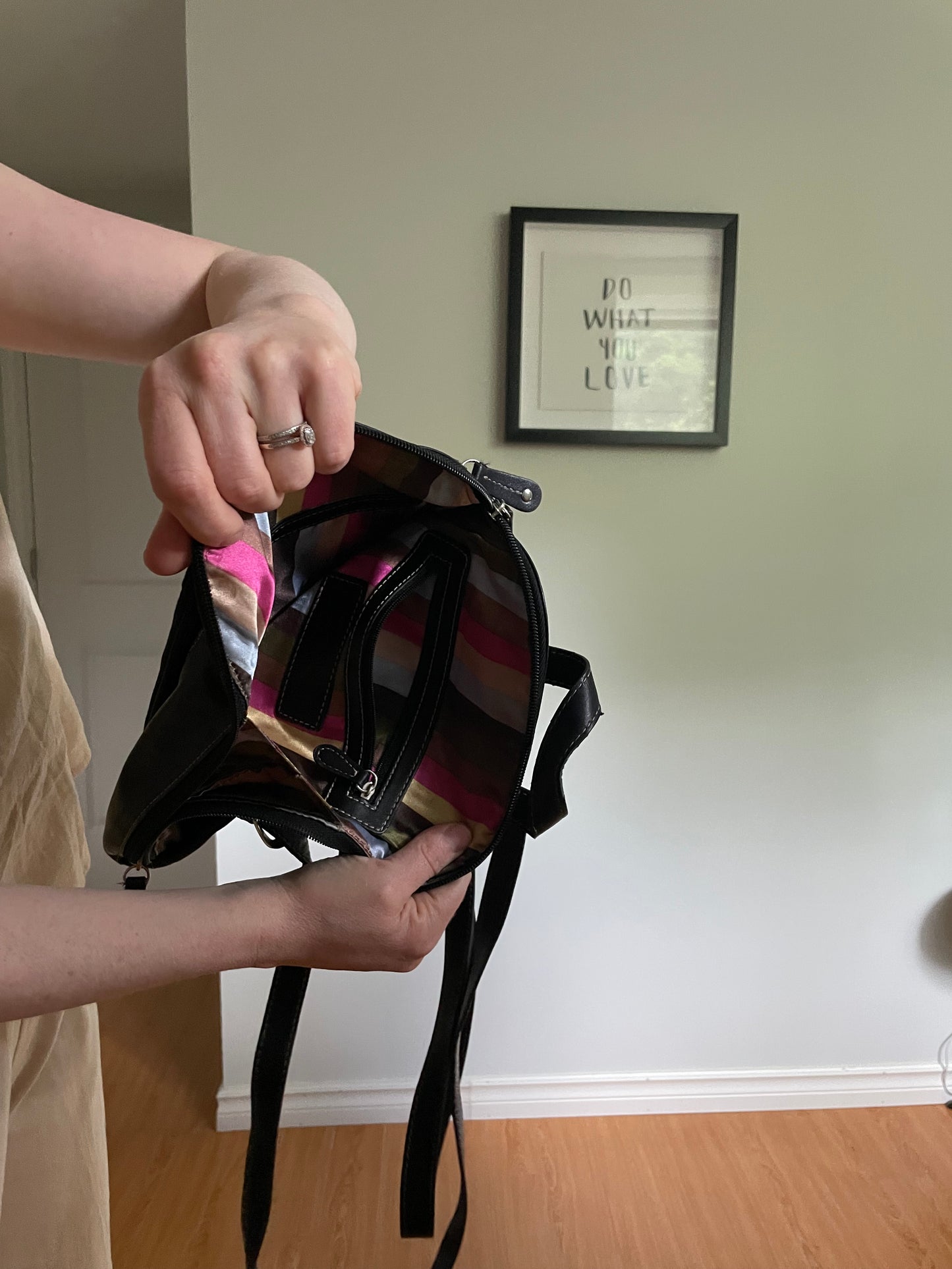 Tignanello Black Leather Mini Backpack Purse