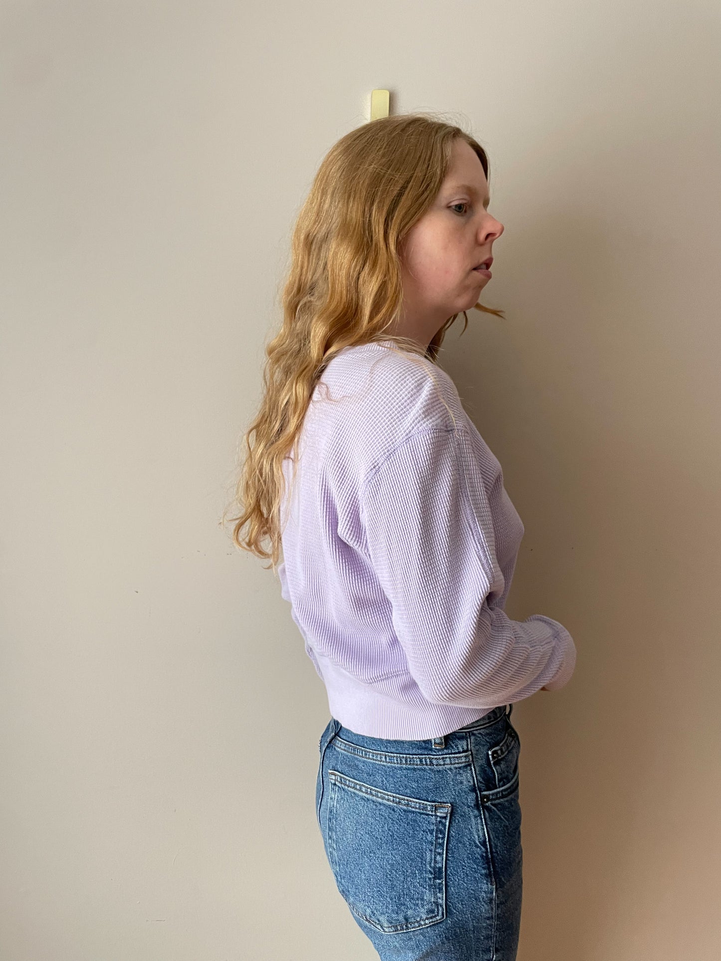 Wilfred Free by Aritzia Lilac Purple Cotton Waffle Knit Cropped Top - Medium