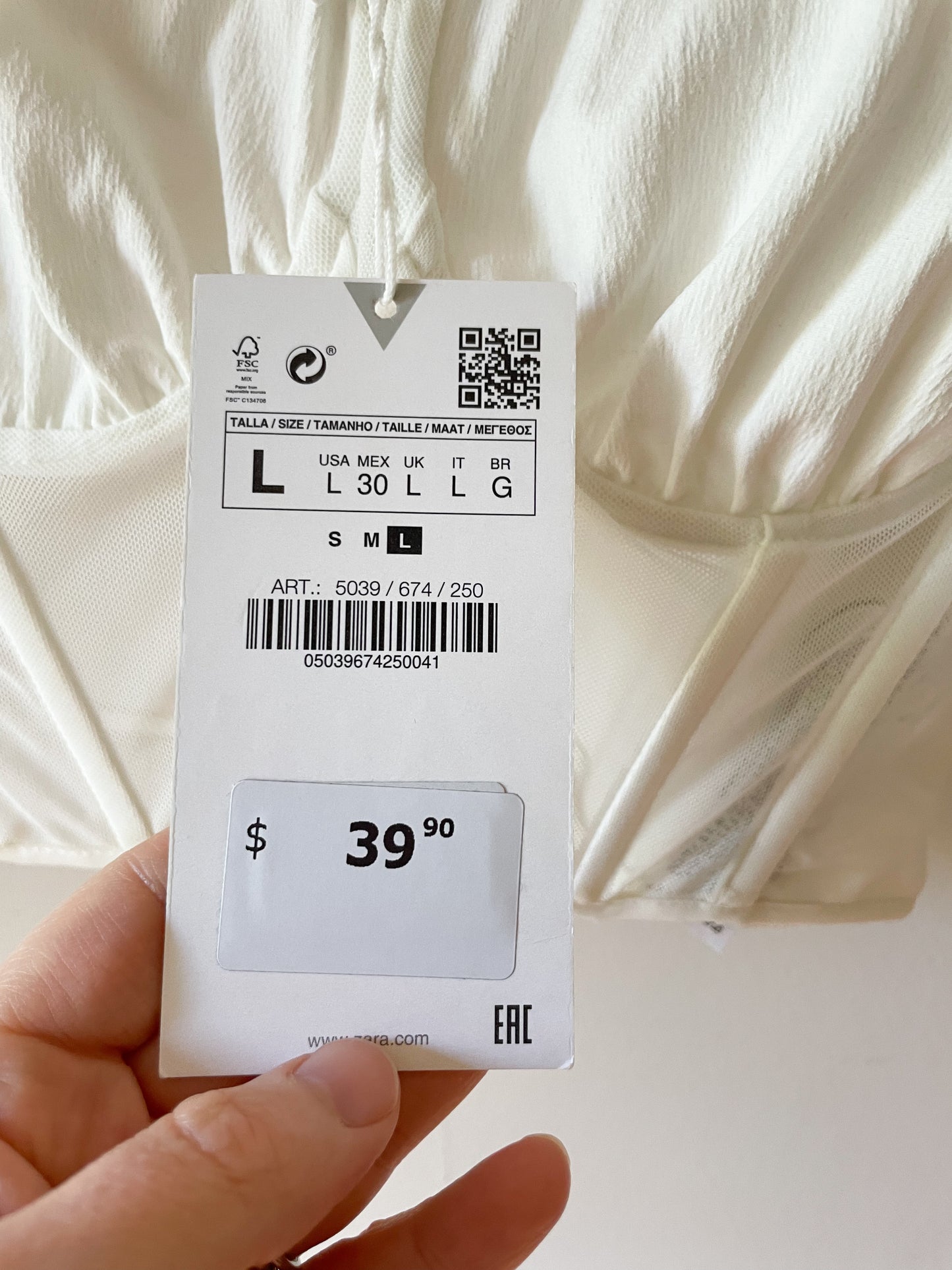 Zara White Sheer Corset Puff Sleeve Cropped Top - Medium