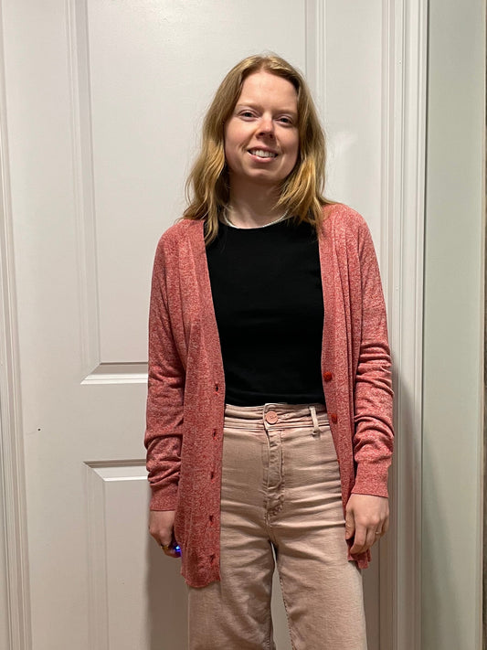 Fine Collection Rose Lightweight Knit Cardigan – Small