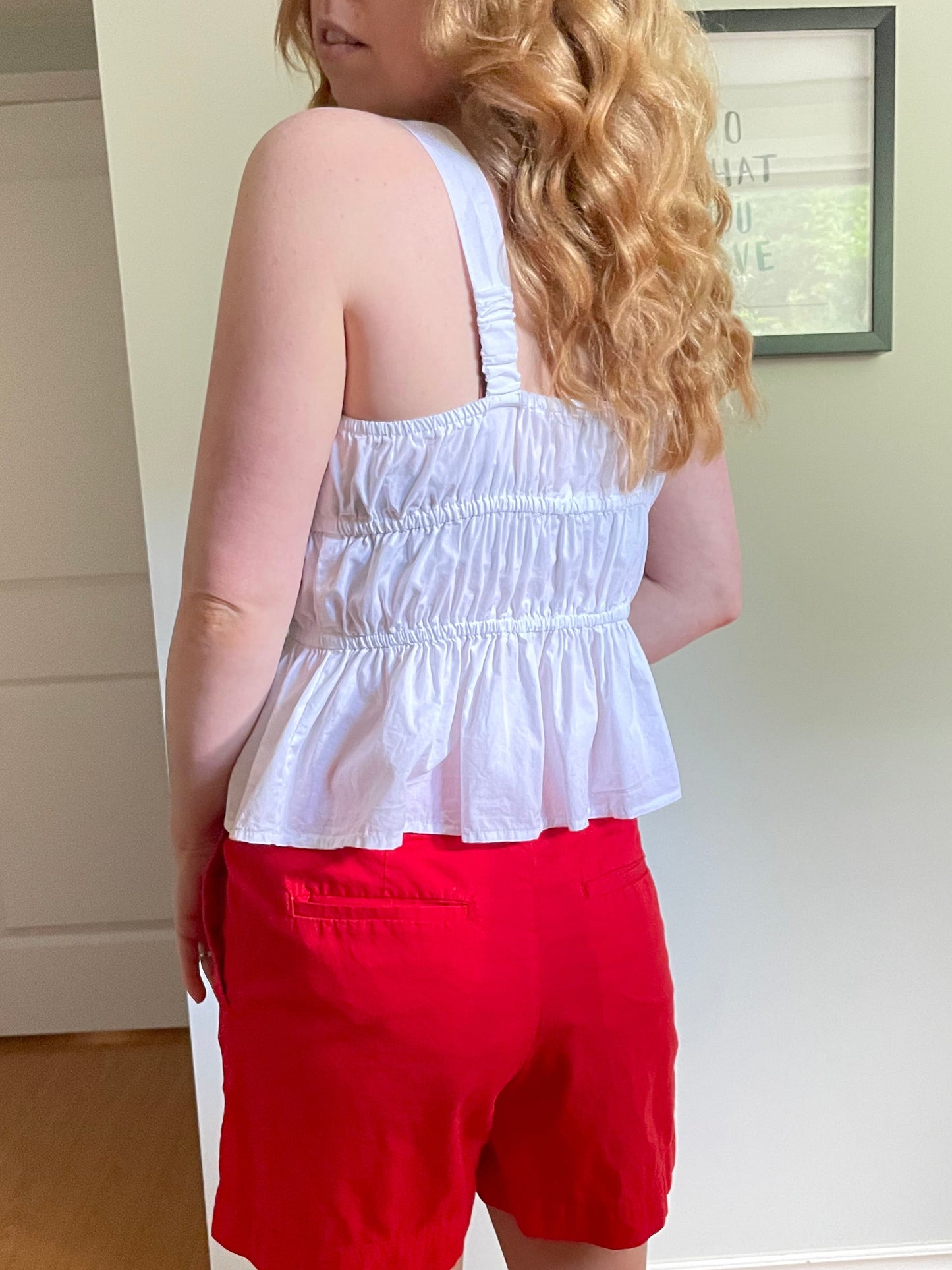 Sim & Sam White Tie Front 100% Cotton Peplum Tank Top - S/M/L/XL
