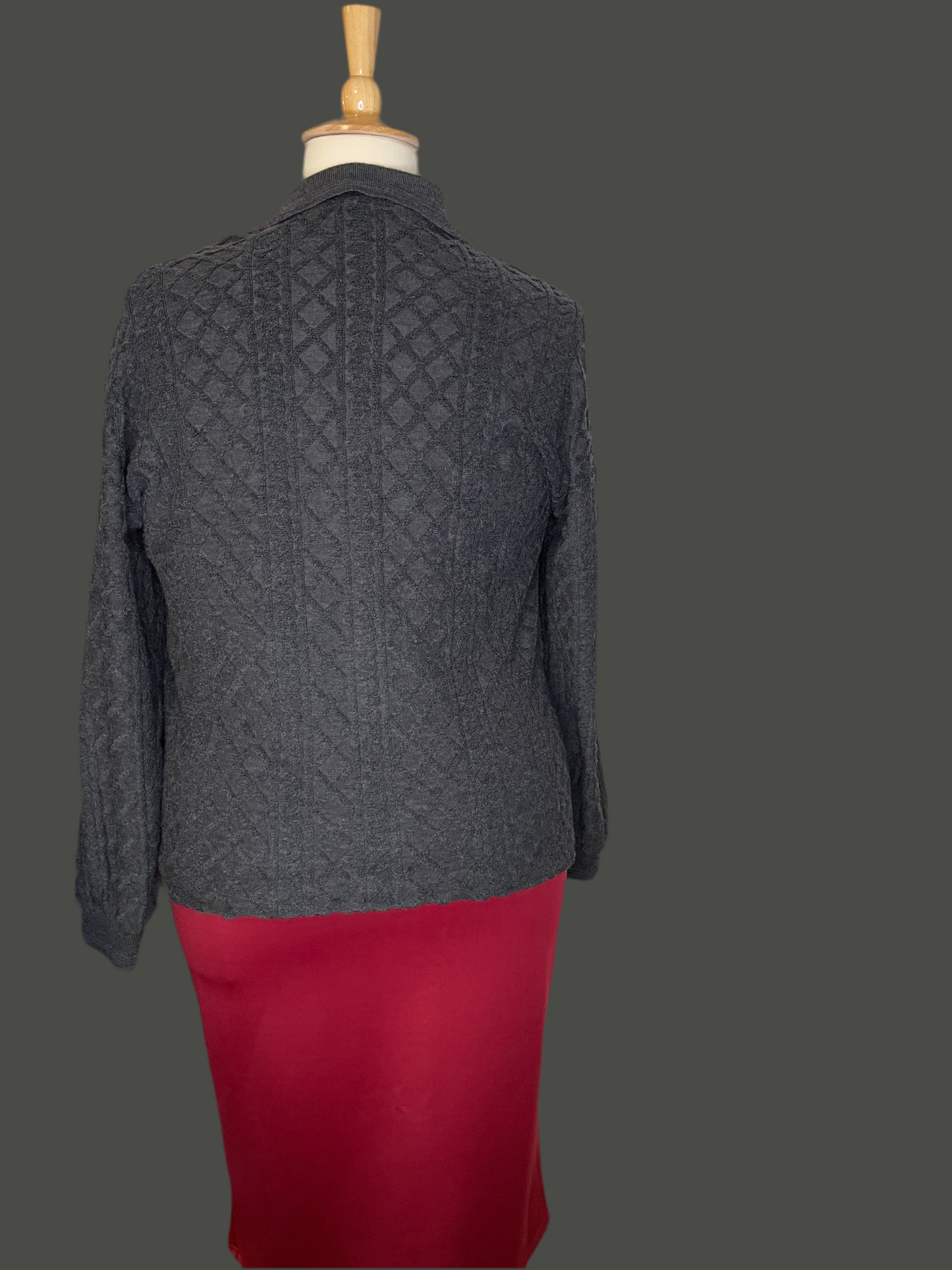 Versace Sport Grey Cable Knit Pattern Wool Collar Sweater - XL