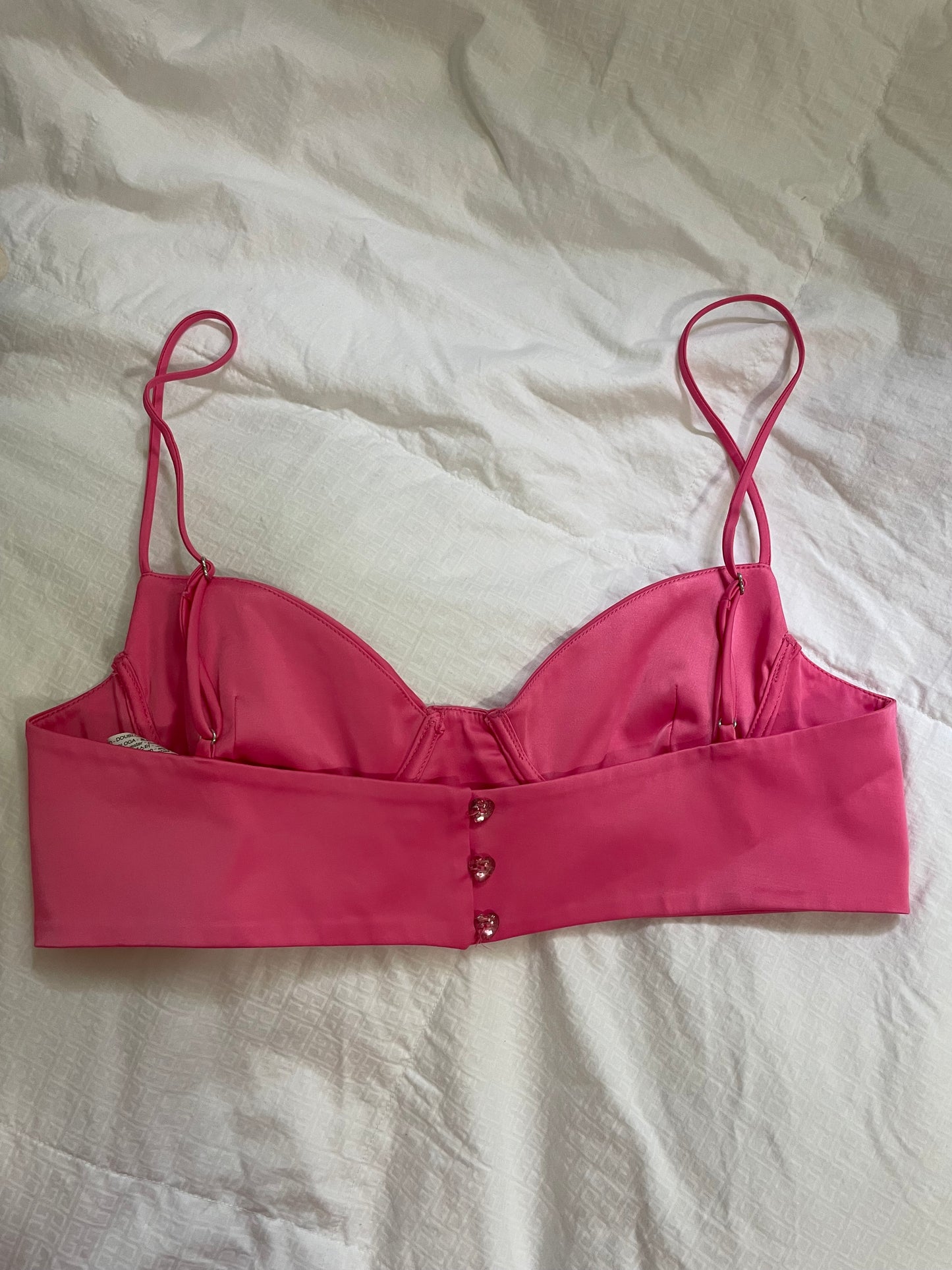 Zara Hot Pink Satin Bustier Crop Top – Fits Small