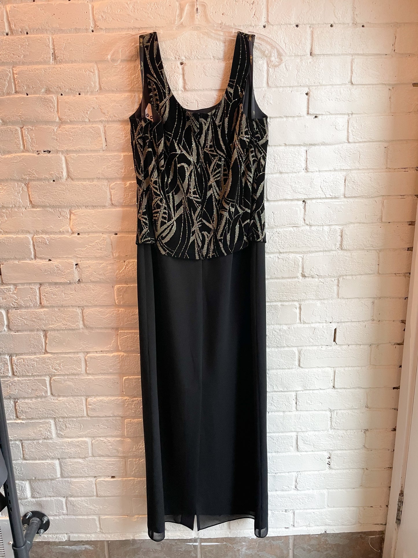 Vintage Oblique Black Rainbow Sparkle Maxi Dress - Size 12 Petite