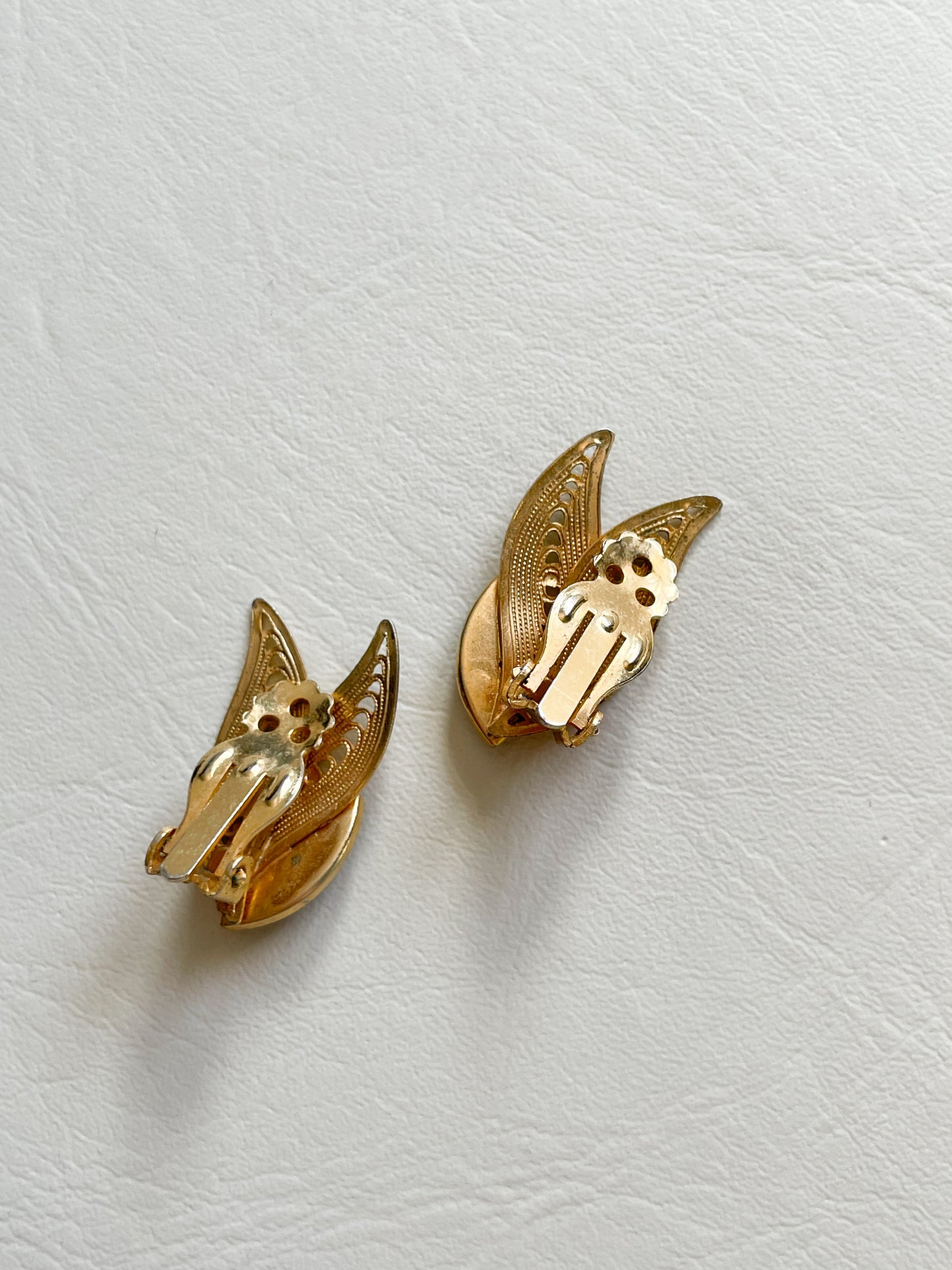 Gold Leaf Hematite Clip On Earrings