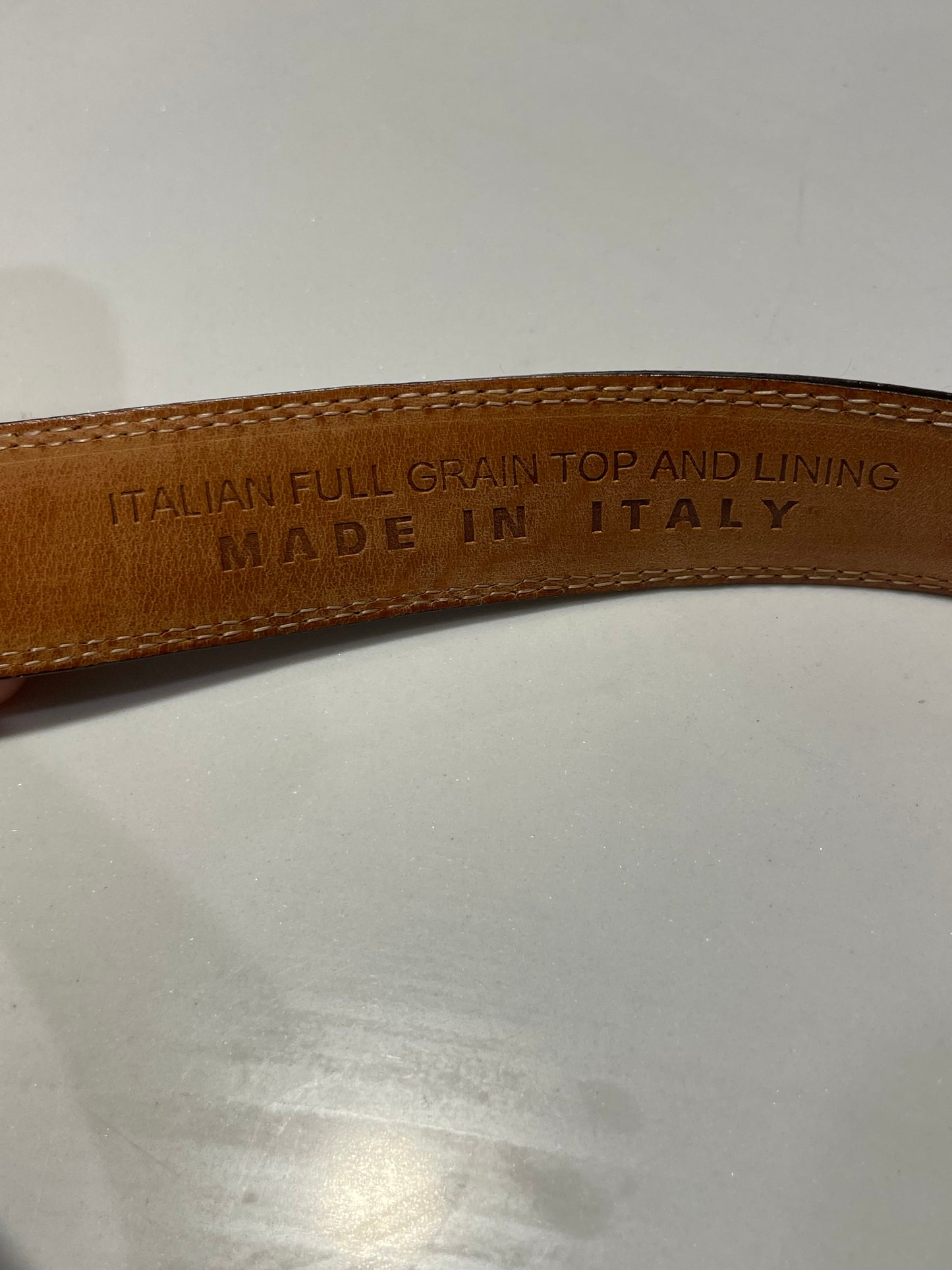 Italian Brown Leather Belt with Solid Brass Buckle – Size 44 / 110