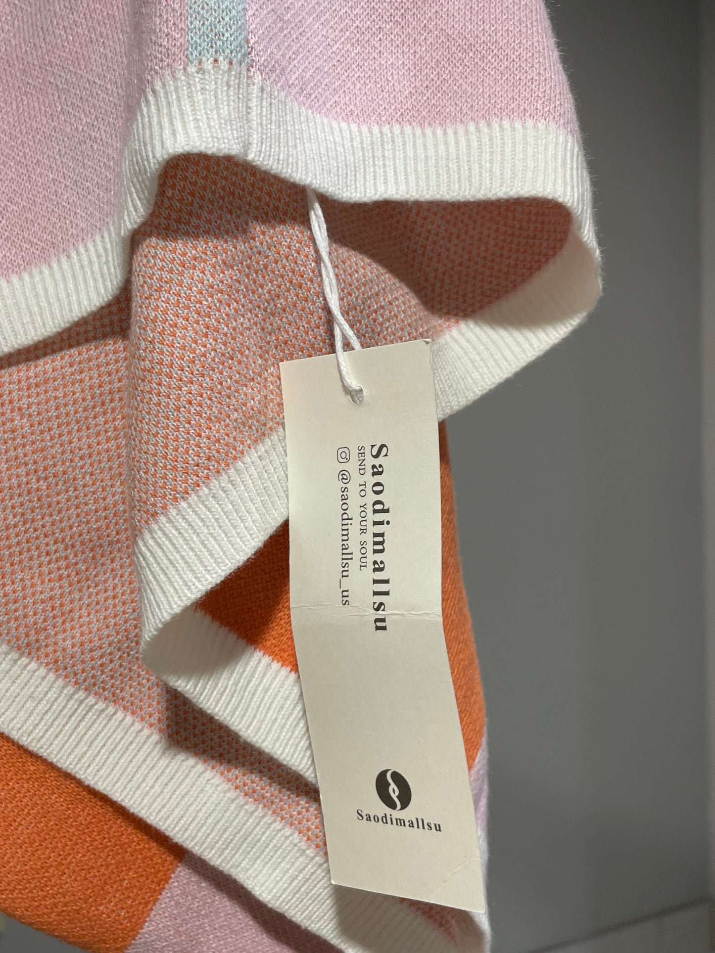 Saodimallsu Pastel Check Knit Short-Sleeve Top NWT – Small/ Medium/Large