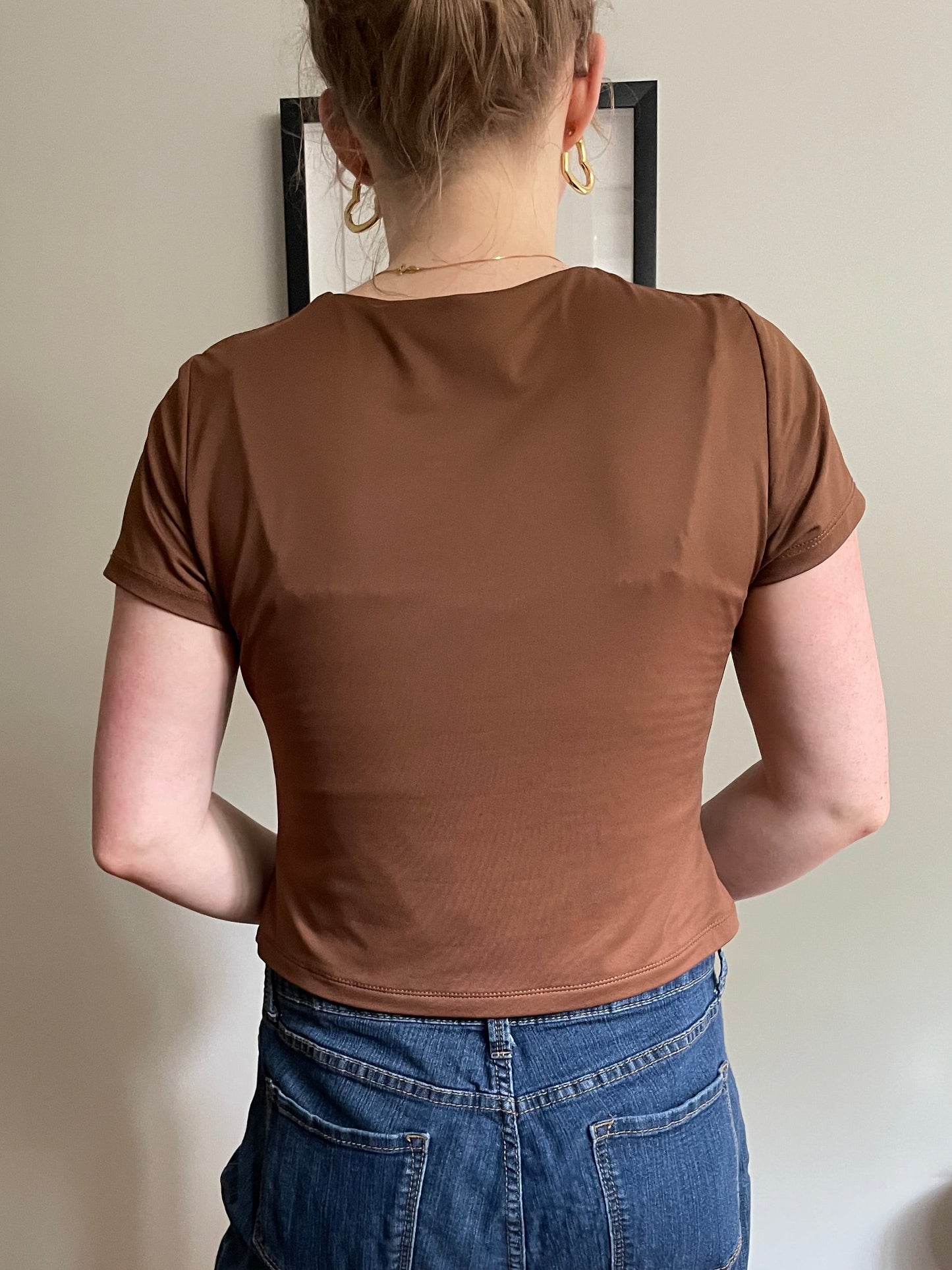 Tahari Chocolate Brown Double-Lined Stretch Tee – Medium