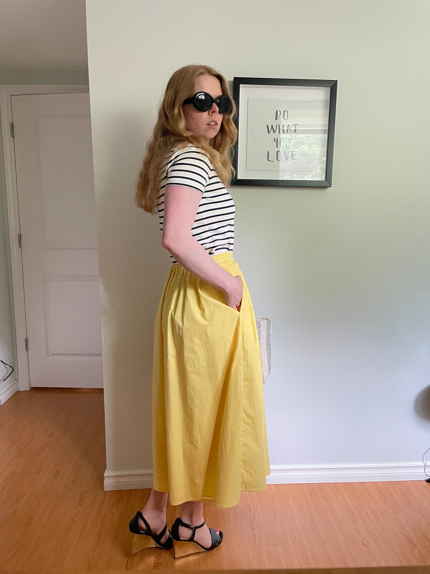 Banana Republic Yellow 100% Cotton Midi Skirt – XS/S