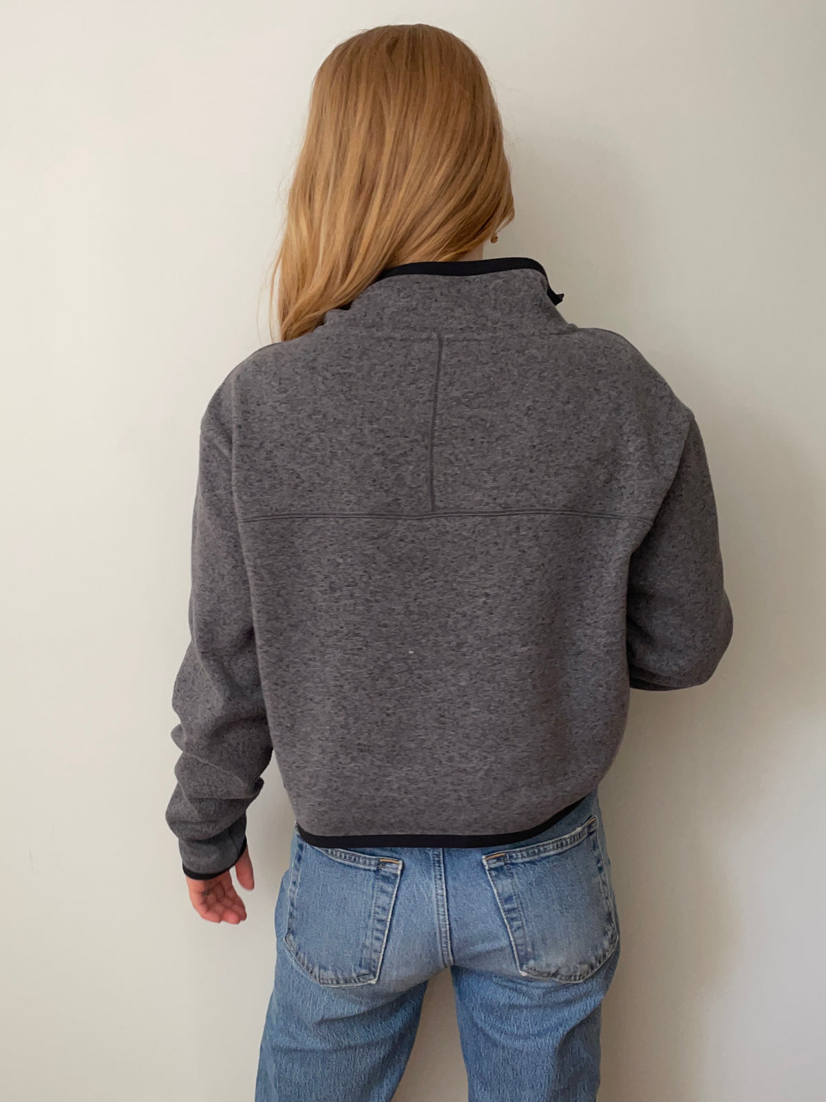 Nike Grey Heather Fleece Quarter-Zip Pullover – Large