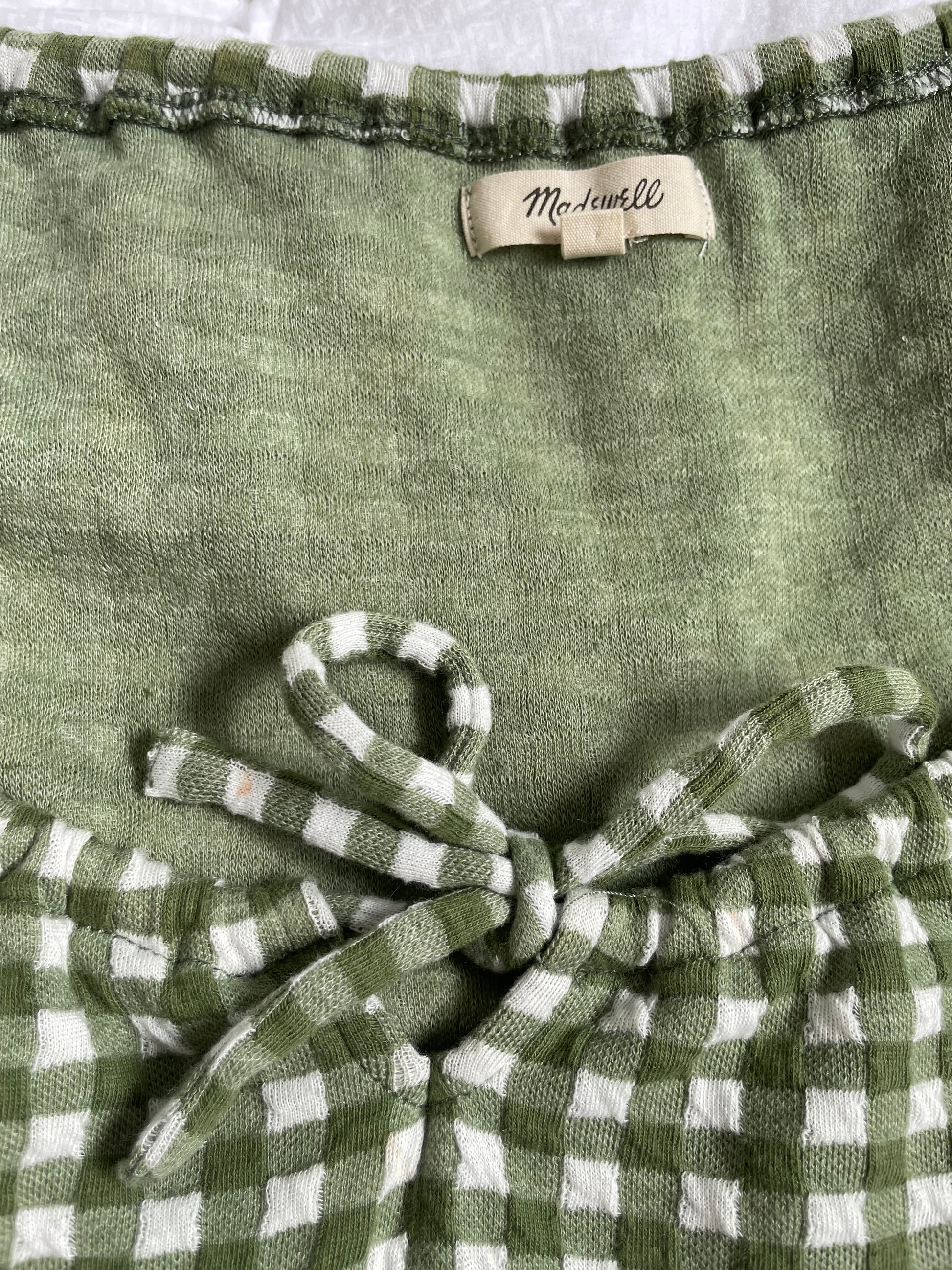 madewell green gingham dress MADEWELL WOMEN'S GREEN GINGHAM PLAID SHORT SLEEVE COVER-UP TUNIC DRESS Sz L