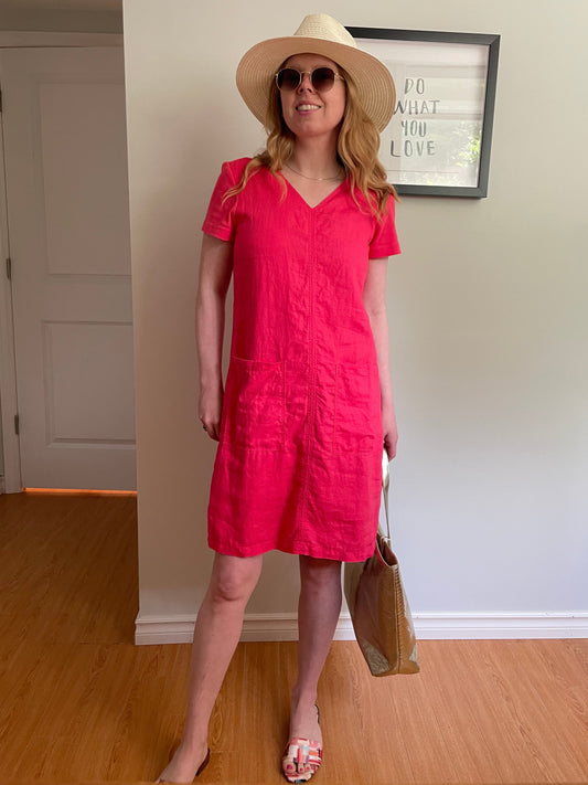 BLU No. 9 – Hot Pink Linen Pocket Dress – XS