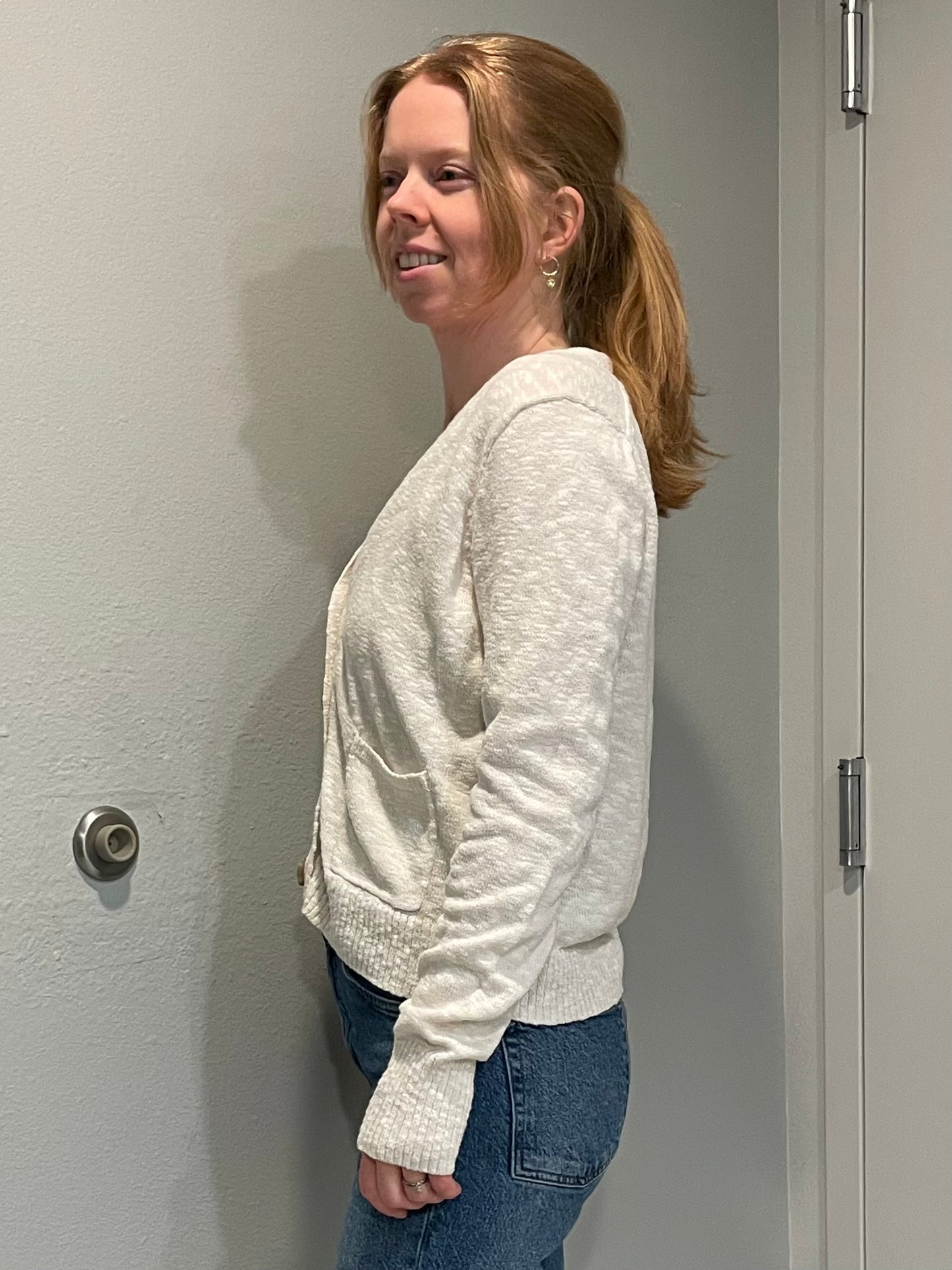 J.Crew Cream Cotton Button-Front Cardigan – Small