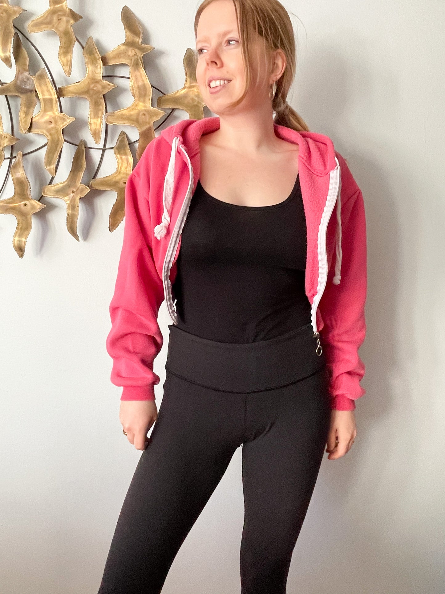 Pretty Little Thing Pink Cropped Zip Up Hoodie - S/M