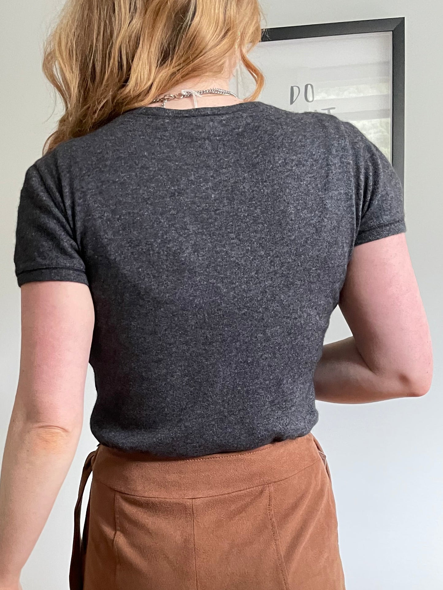 Giorgio Armani Grey Wool Blend Cropped Knit Top - XS/S