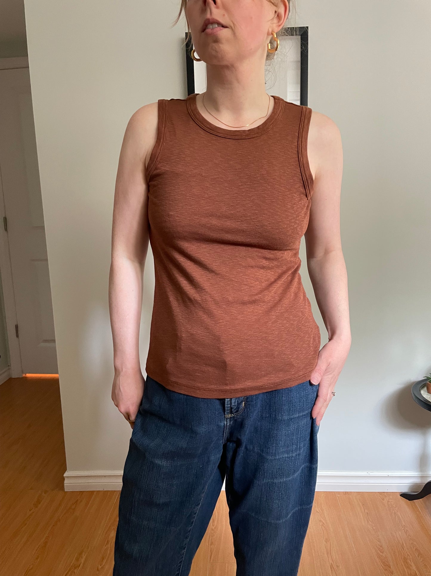 Rachel Zoe Rust Brown Cotton Modal Tank Top – Medium