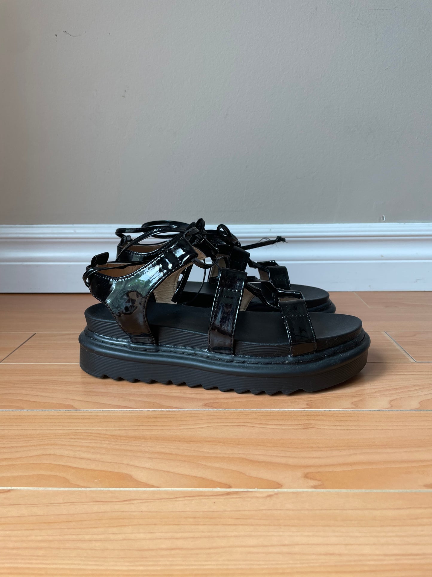 Strappy Black Platform Sandals – Size 39