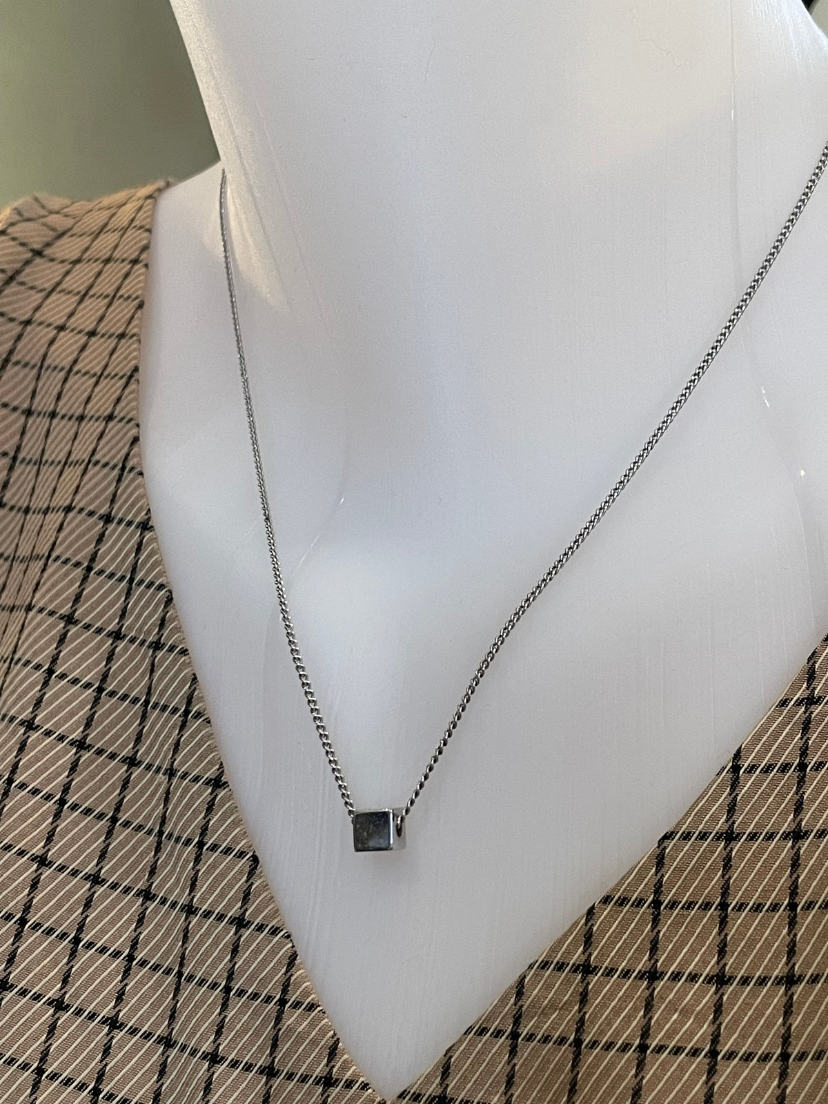 Avon Silver-Tone Square Pendant Necklace
