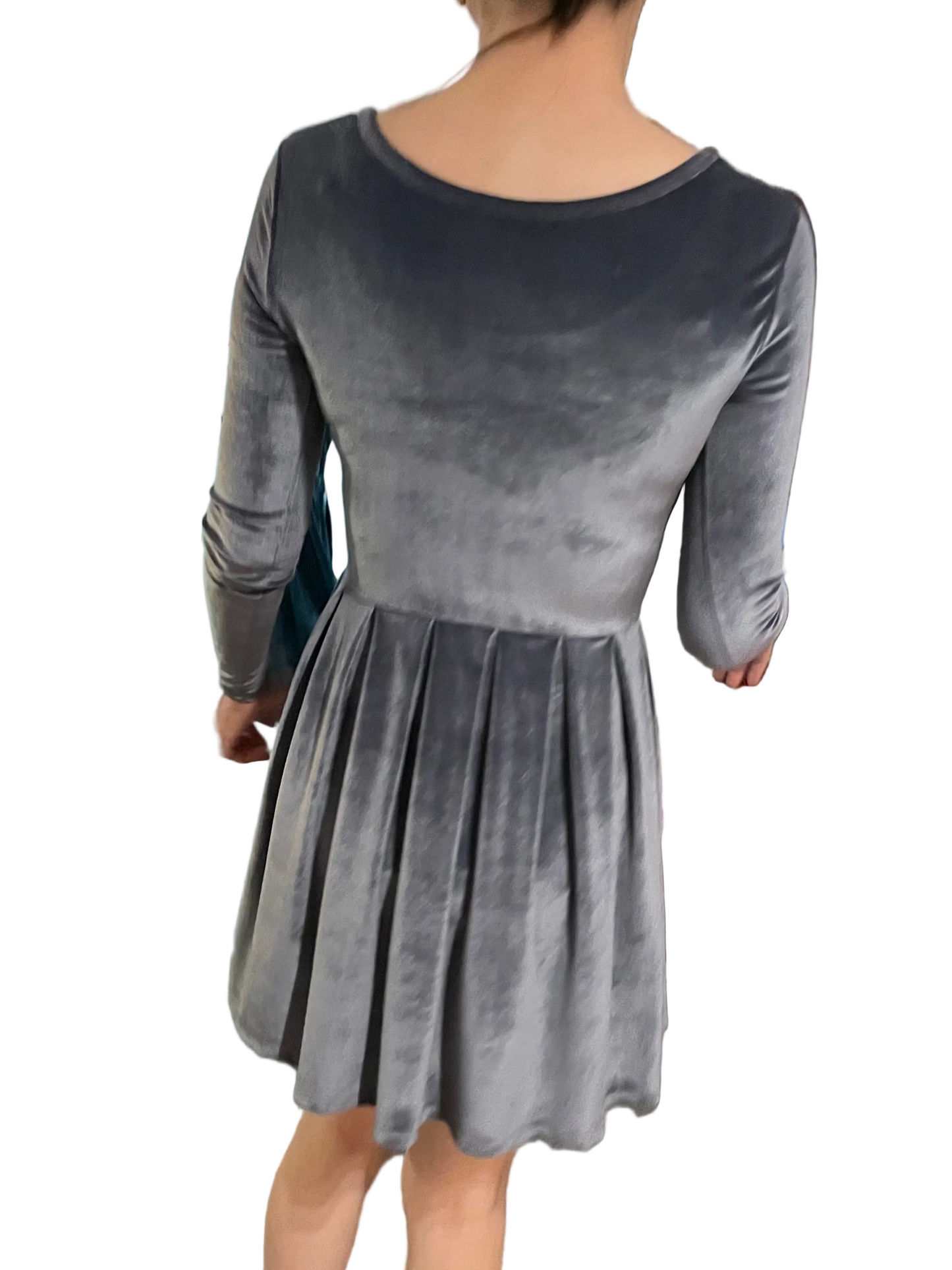 Talula Grey Velvet Stretch Long Sleeve Dress – XS