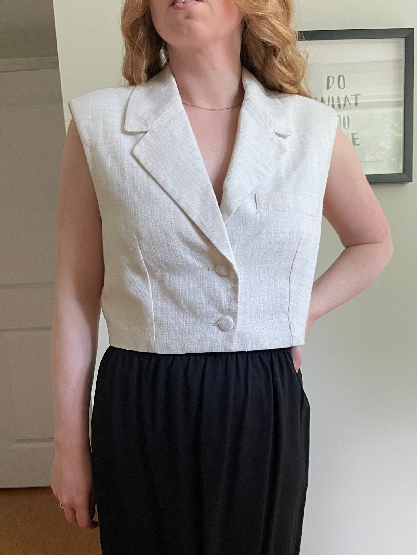Avec Les Filles Cream Cotton Linen Tailored Vest – Medium