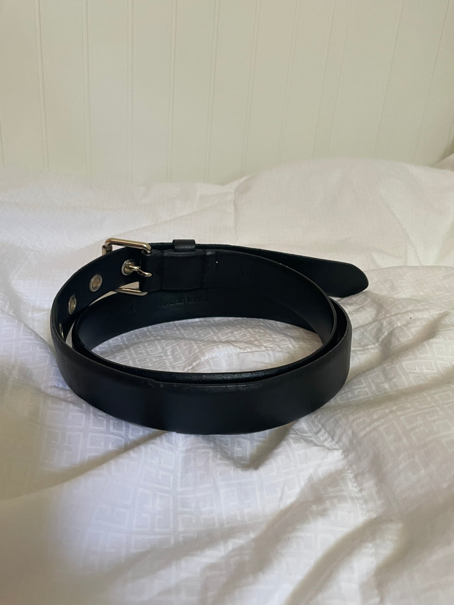 Black Synthetic Leather Gold Grommet Belt – S/M