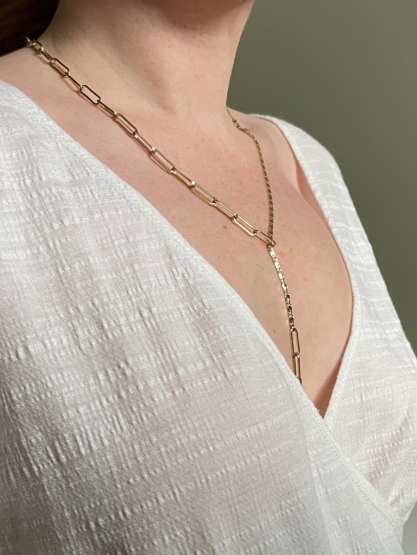 PILGRIM Gold Tone Mixed Link Y-Necklace