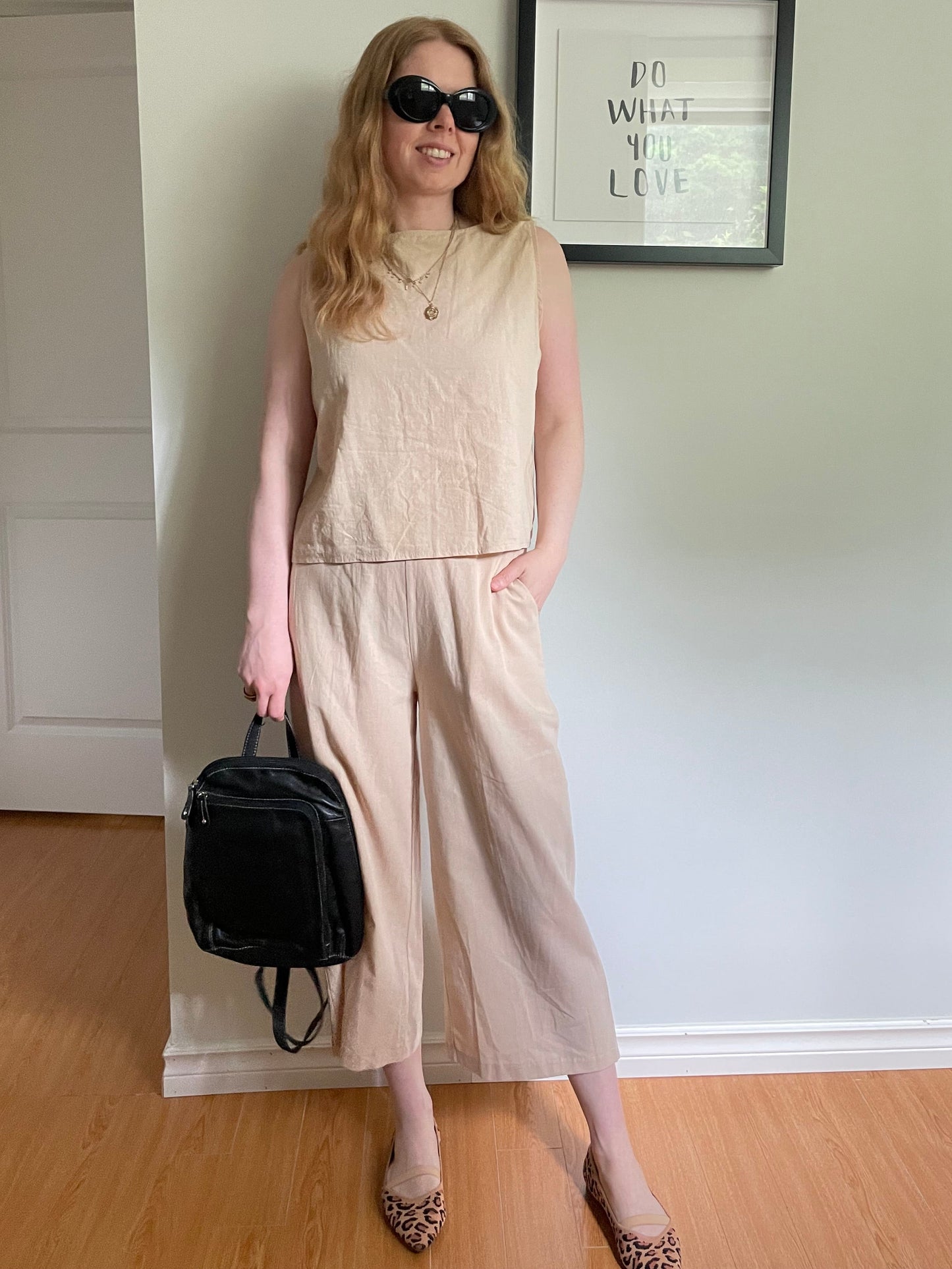 Natural Cotton Linen Blend Matching Set – Top & Culottes – Small