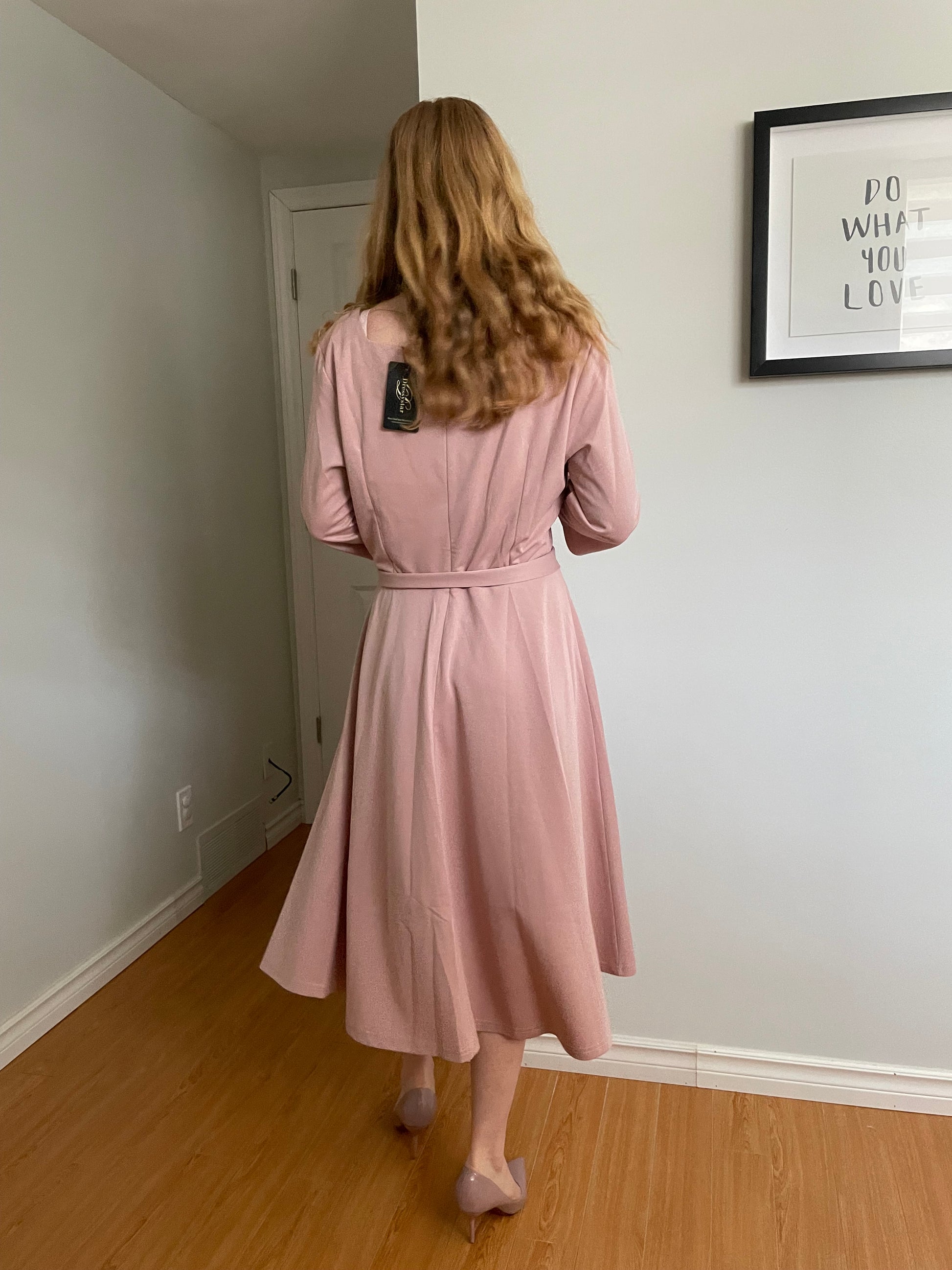 Dressystar Blush Pink Fit & Flare 3/4 Sleeve Midi Dress NWT - 2XL Dressystar Blush Pink Fit & Flare 3/4 Sleeve Midi Dress NWT - 2XL