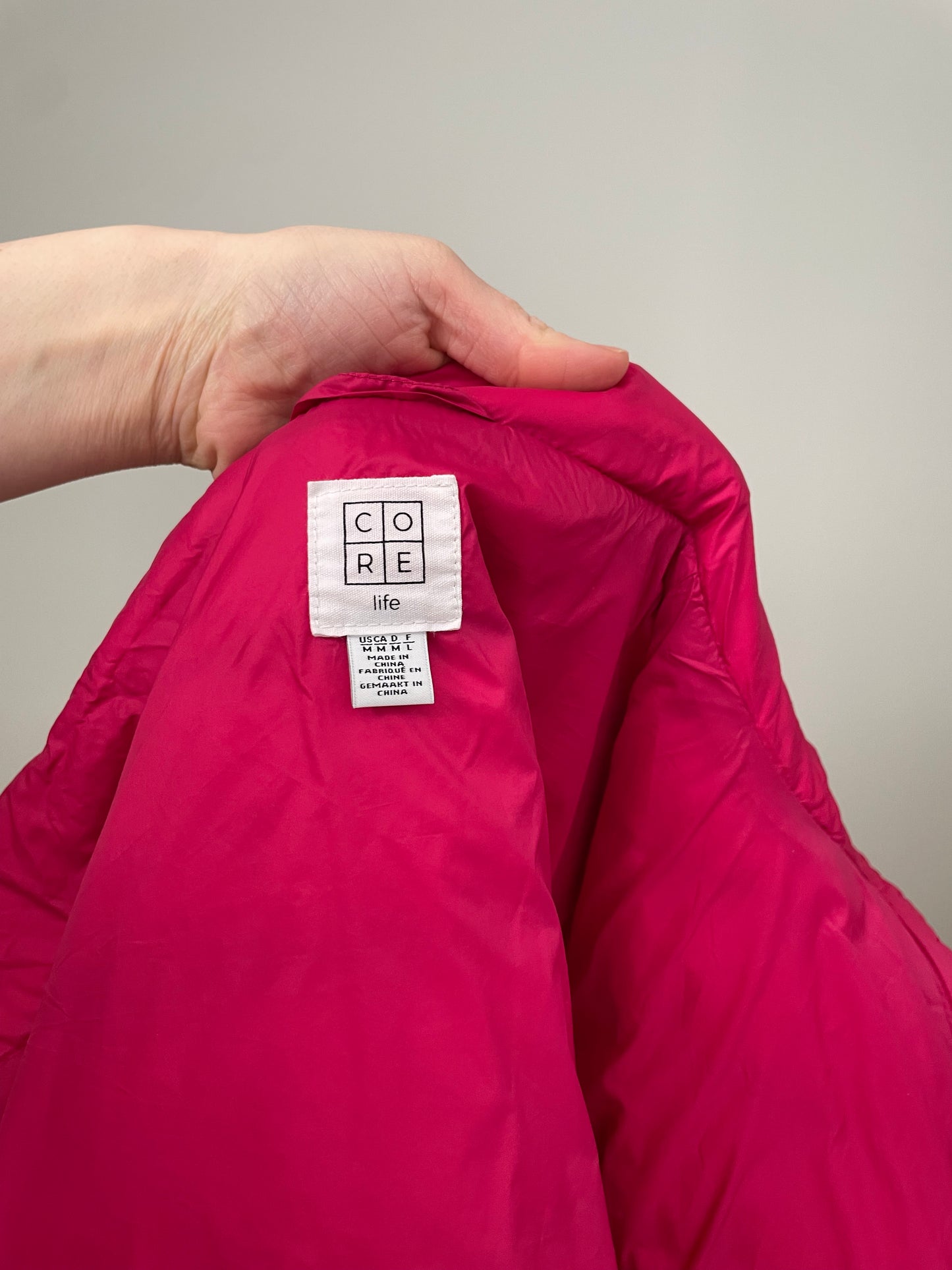 CORE life Pink Lightweight Down Puffer Jacket – Medium