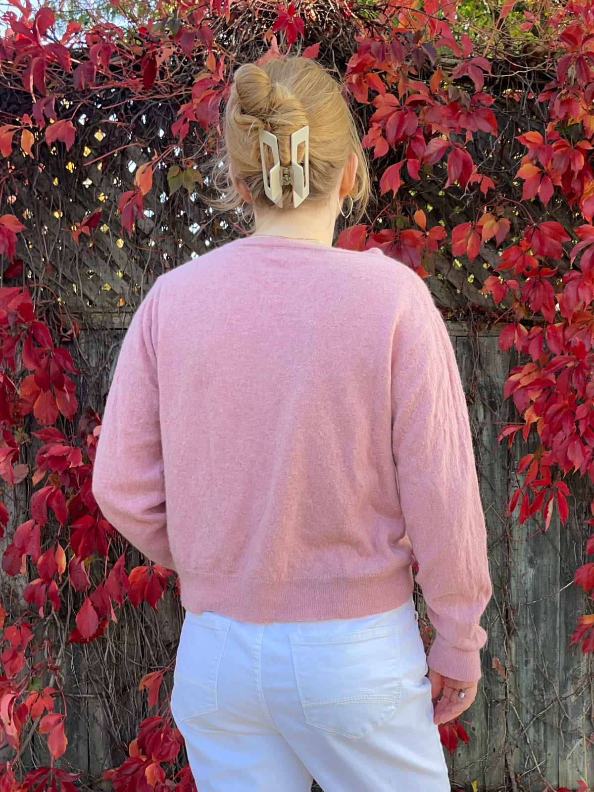 Bianco & Blu Dusty Rose Wool & Silk Blend Sweater – M/L/XL