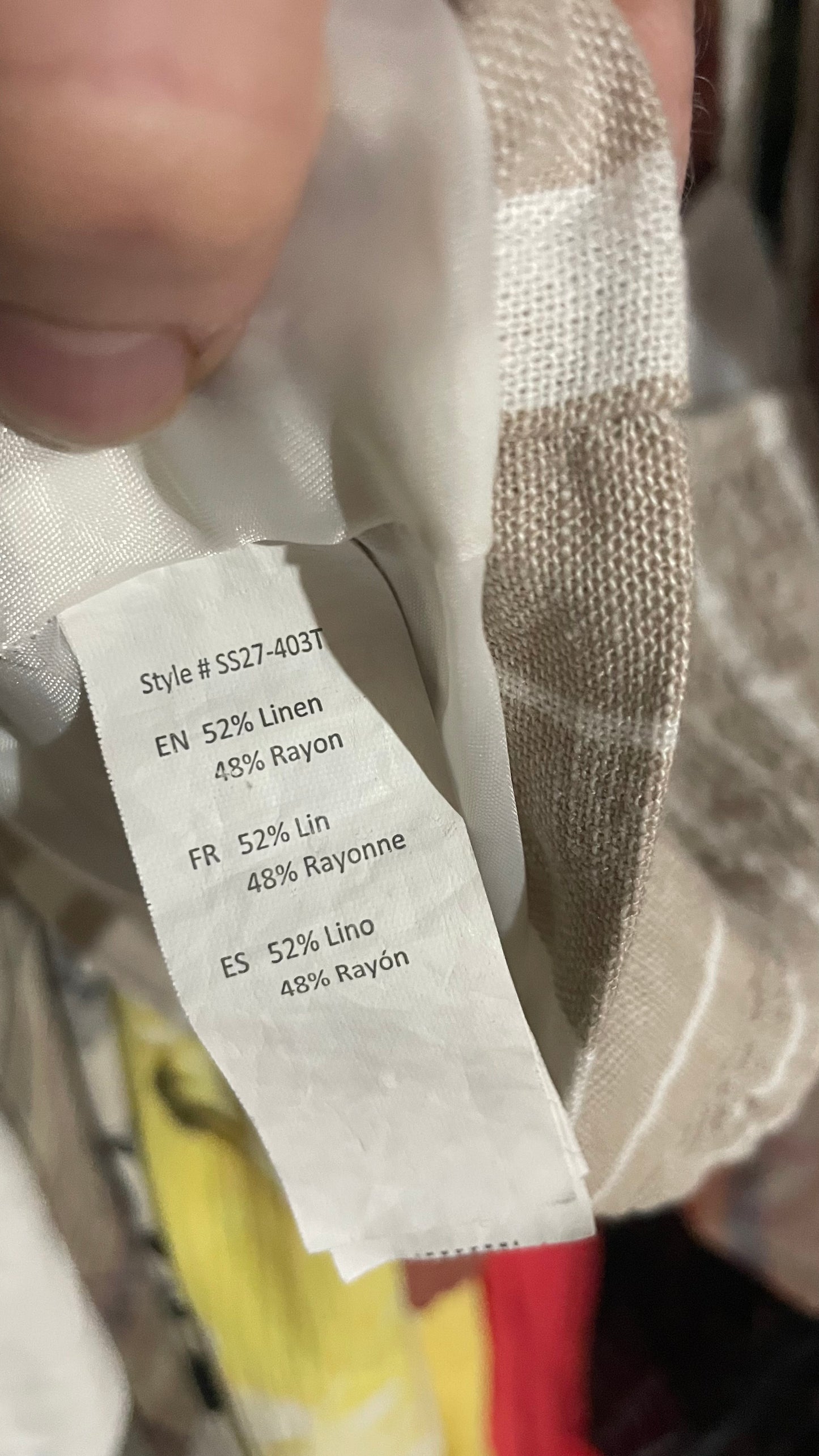 Beige & White Striped Linen Blend Smocked Back Cropped Tank – Medium