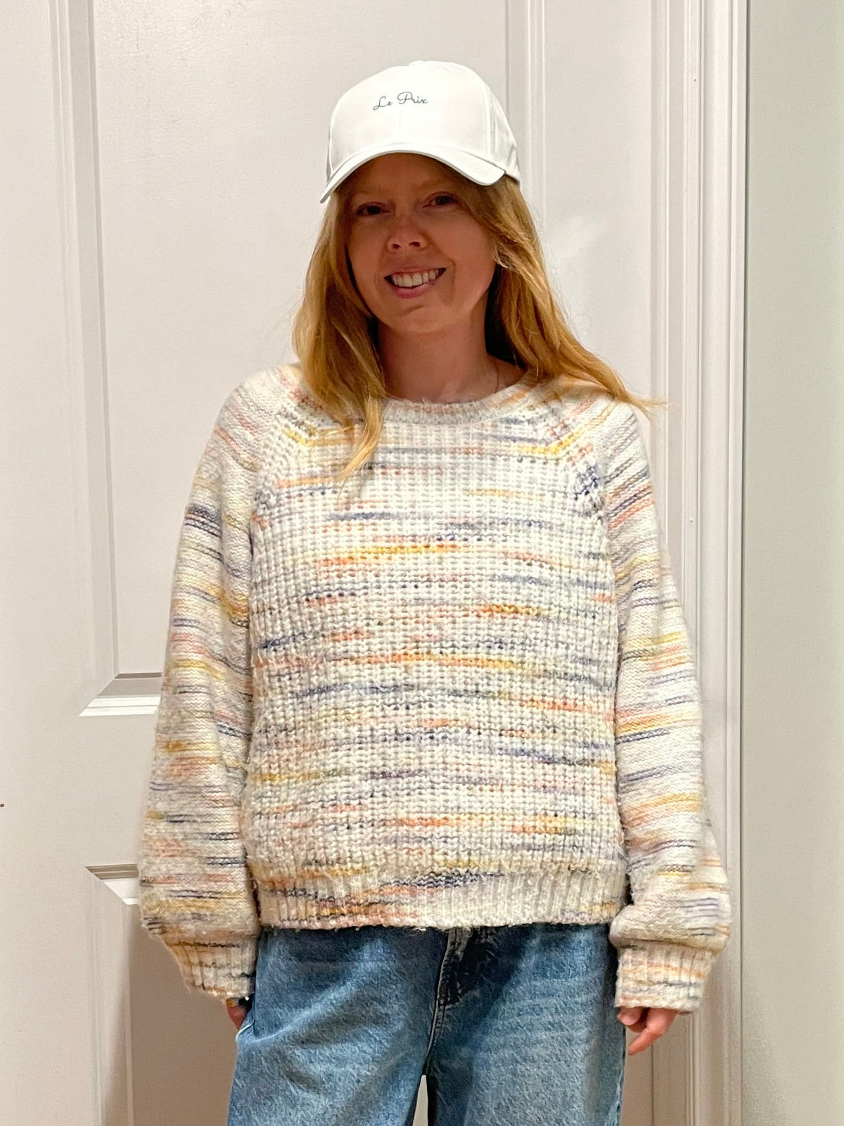 FDJ French Dressing Jeans Cream Multi-Colour – Balloon Sleeve Knit Sweater – Medium