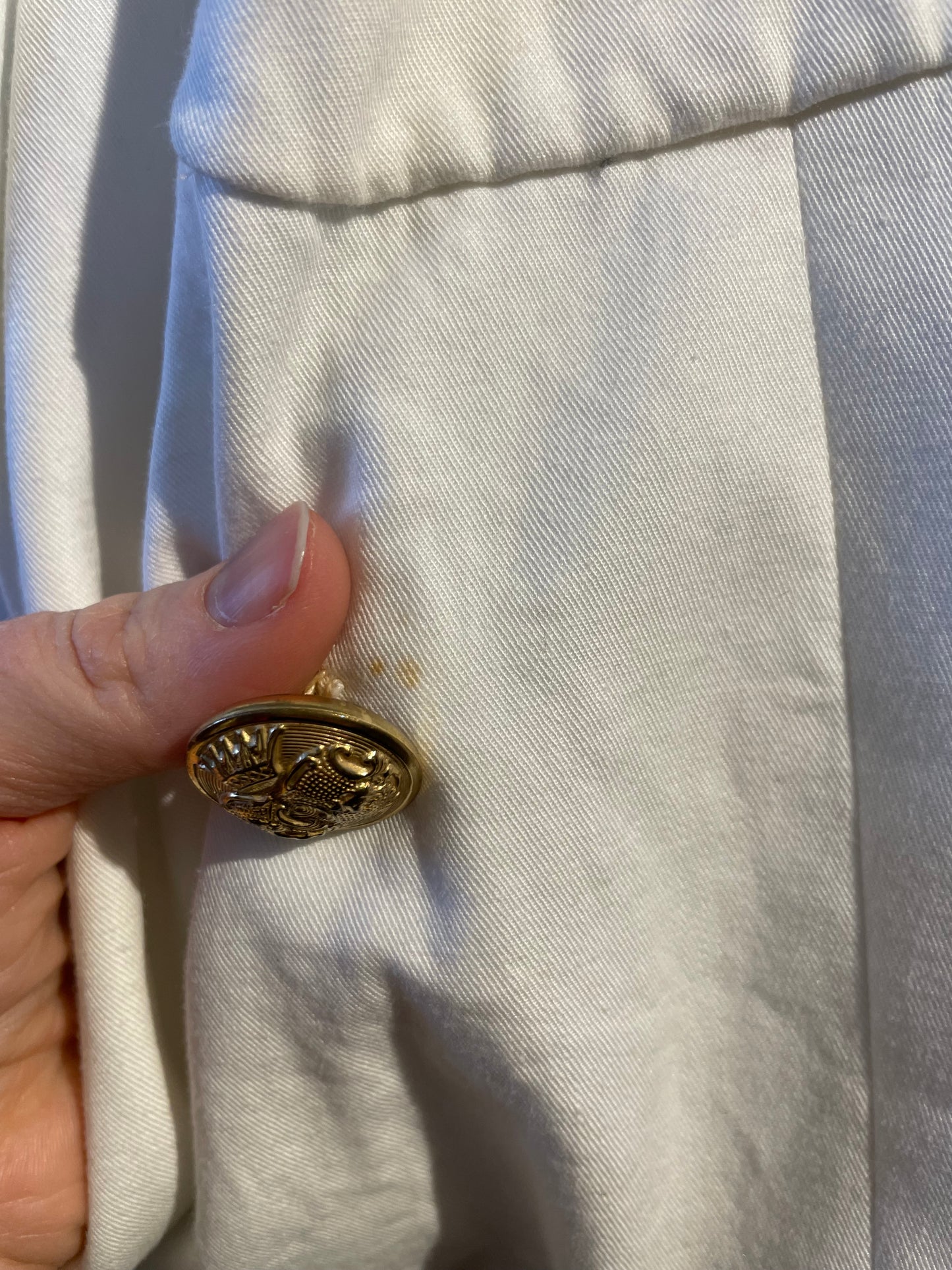 Ralph Lauren Vintage White 100% Cotton Gold Button Blazer - Size 12