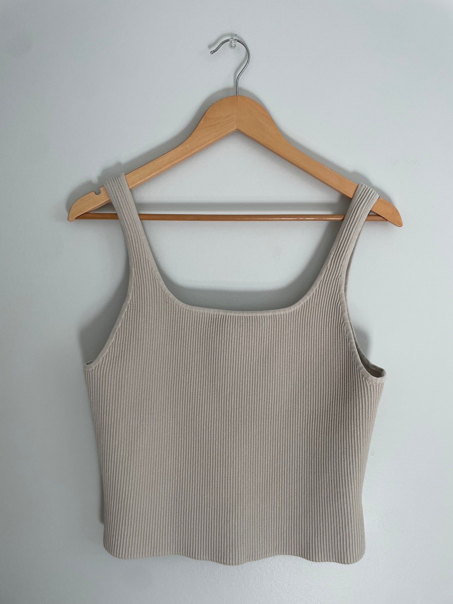 Babaton Taupe Ribbed Knit Tank Top – XL