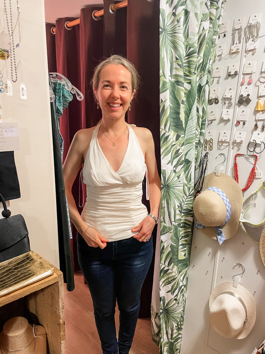 Coast Ashley Ivory Silk Halter Corset Top NWT - XS