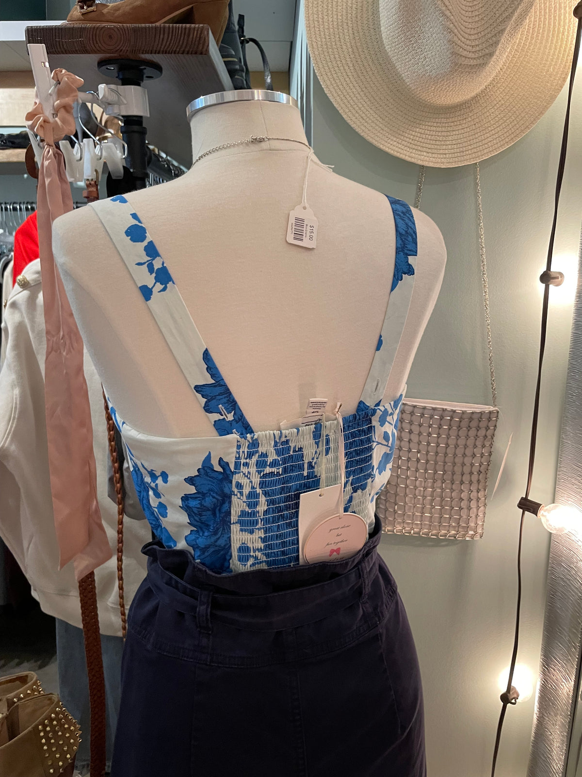 C By One Blue & White Floral Cotton Crop Top NWT  – Small