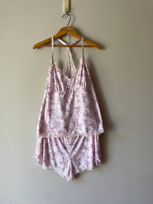 La Vie en Rose Pink Floral Lace-Trim Sleep Set - Size G (M/L)