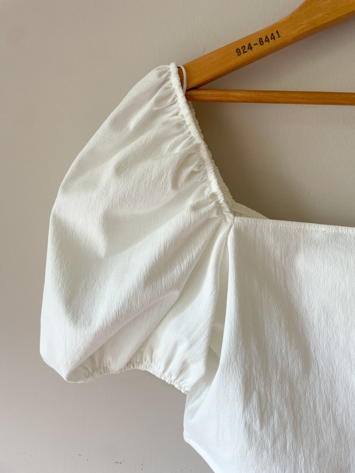 Zara White Sheer Corset Puff Sleeve Cropped Top - Medium