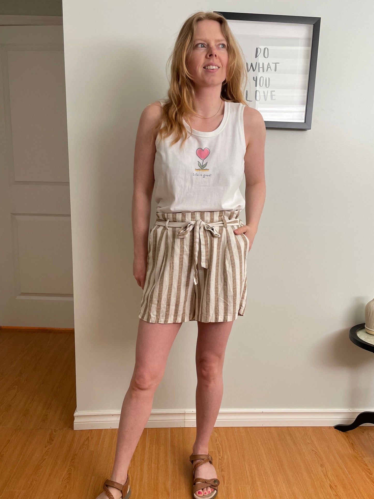 Life Is Good White Cotton Graphic Tank Top - Medium