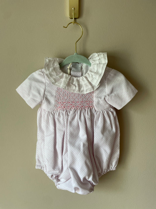 PEPA LONDON White & Pink Dot Smocked Romper NWT – Size 3 Months