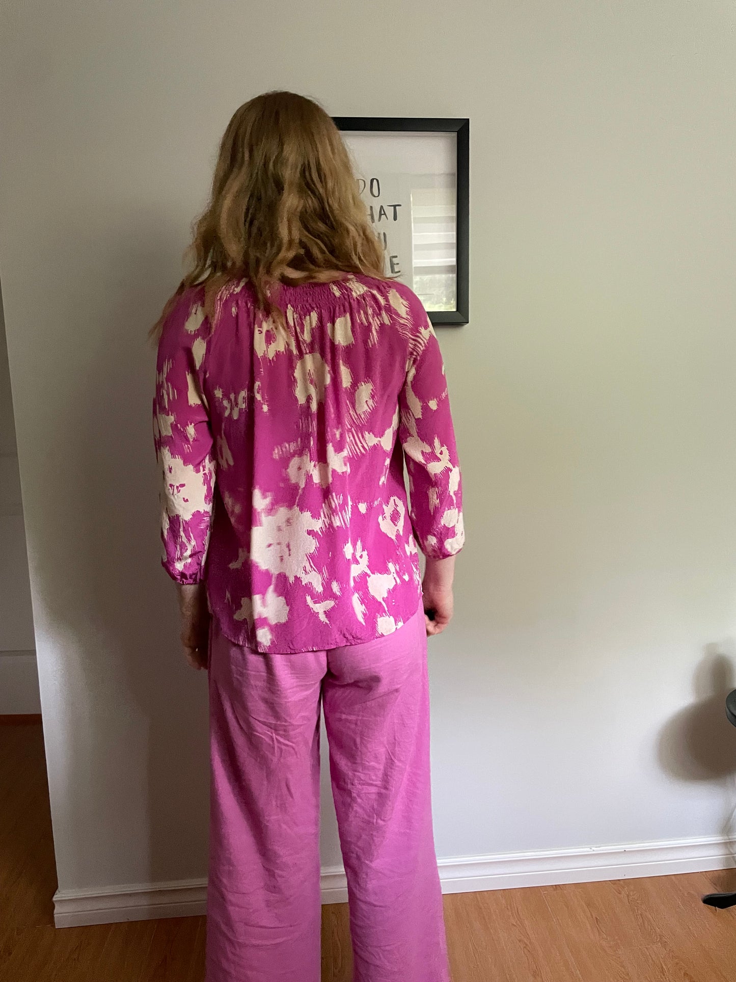 Yumi Kim – Fuchsia & Cream Abstract Print Silk Blouse – XS/S